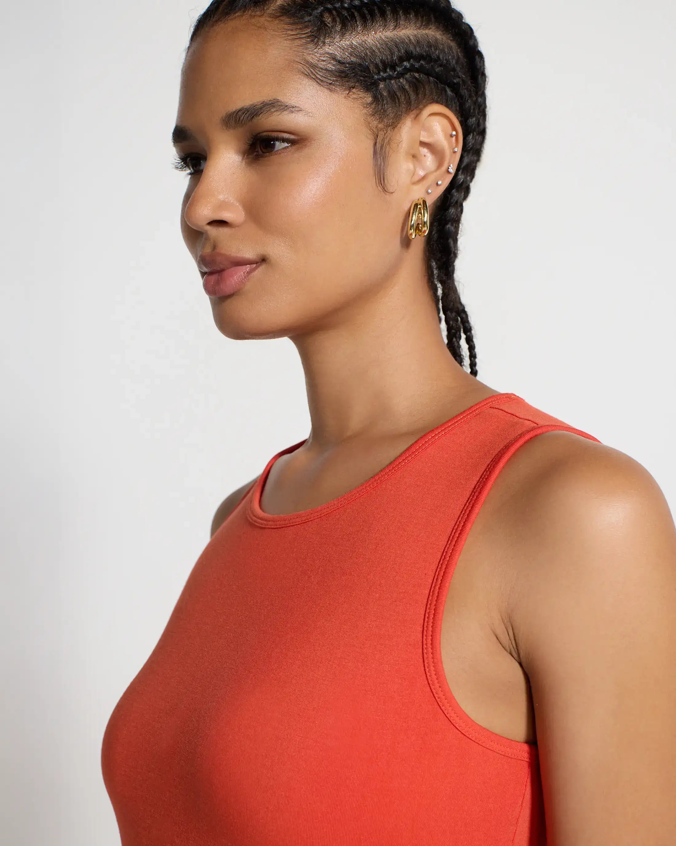The TENCEL™ Modal + GRS Certified Recycled Poly Midi Dress - Summer Fig Orange