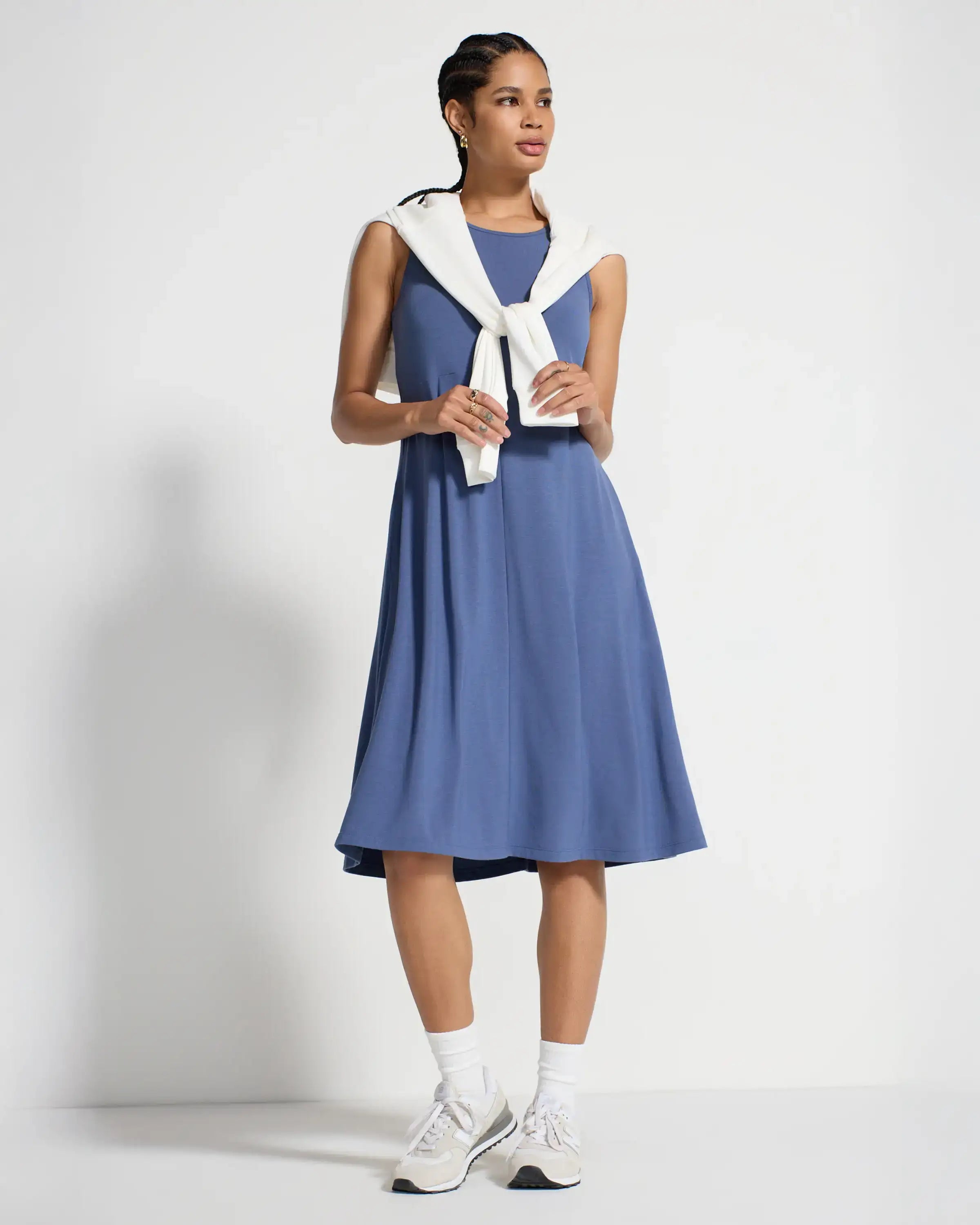 The TENCEL™ Modal + GRS Certified Recycled Poly Midi Dress - Vintage Indigo