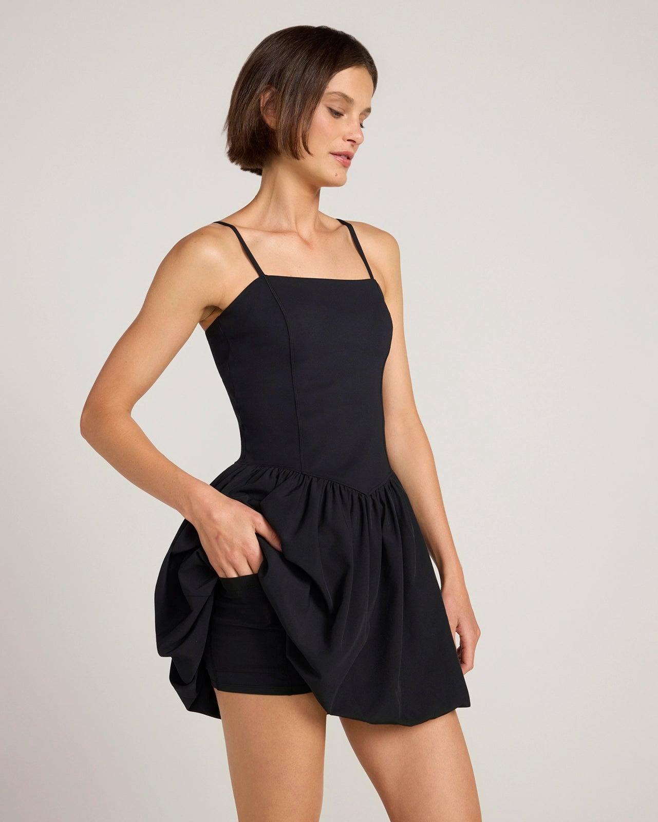 The Active Mixed Media Tennis Dress - Black