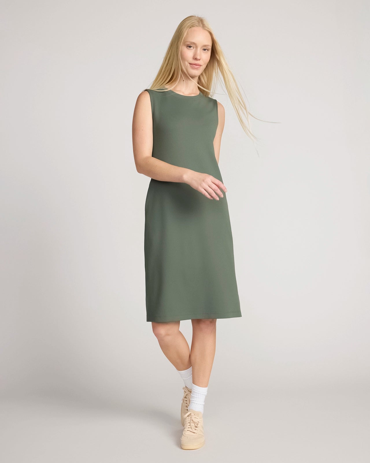 The Soft Luxe Rib Everyday Dress - Thyme Green