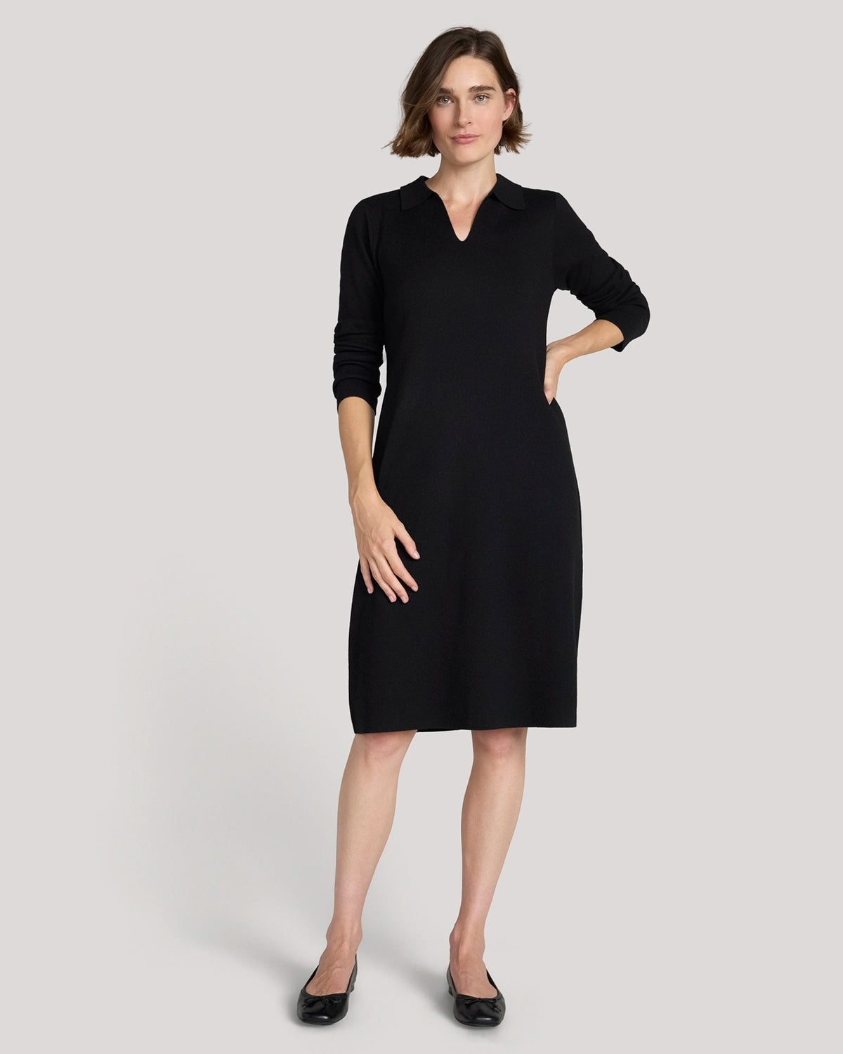 The Soft Luxe Johnny Collar Dress - Black