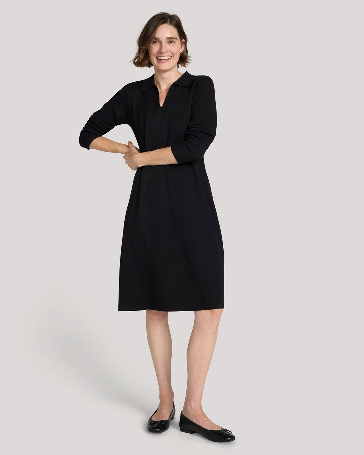The Soft Luxe Johnny Collar Dress - Black