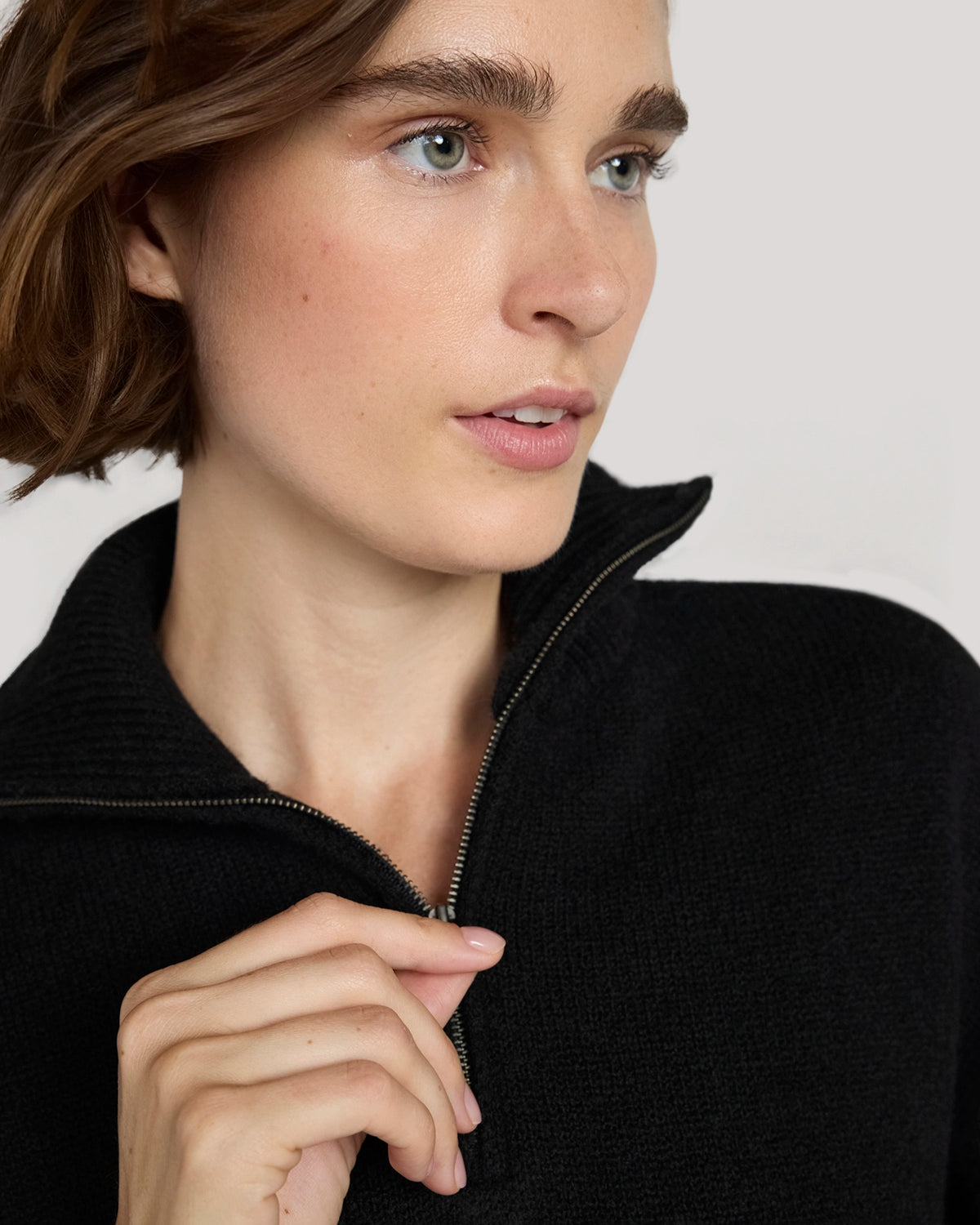 The Soft Luxe Zip Collar Sweater Dress - Black