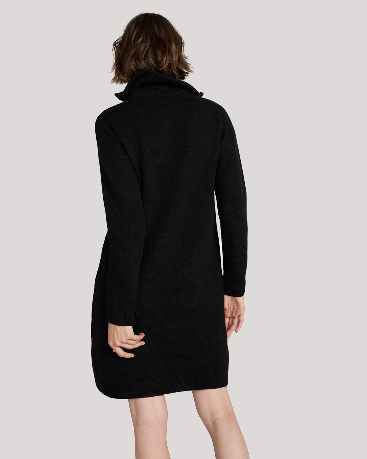 The Soft Luxe Zip Collar Sweater Dress - Black