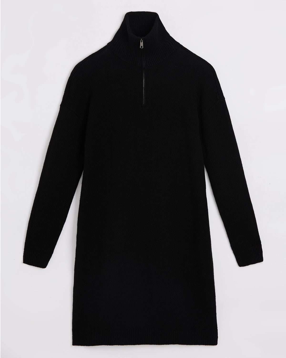 The Soft Luxe Zip Collar Sweater Dress - Black