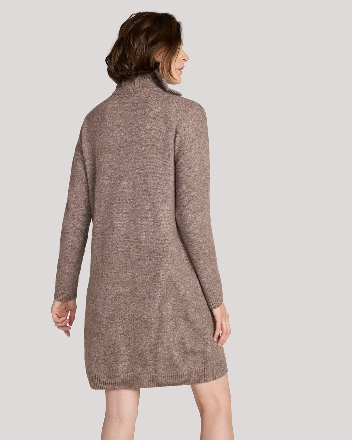 The Soft Luxe Zip Collar Sweater Dress - Htr Cocoa