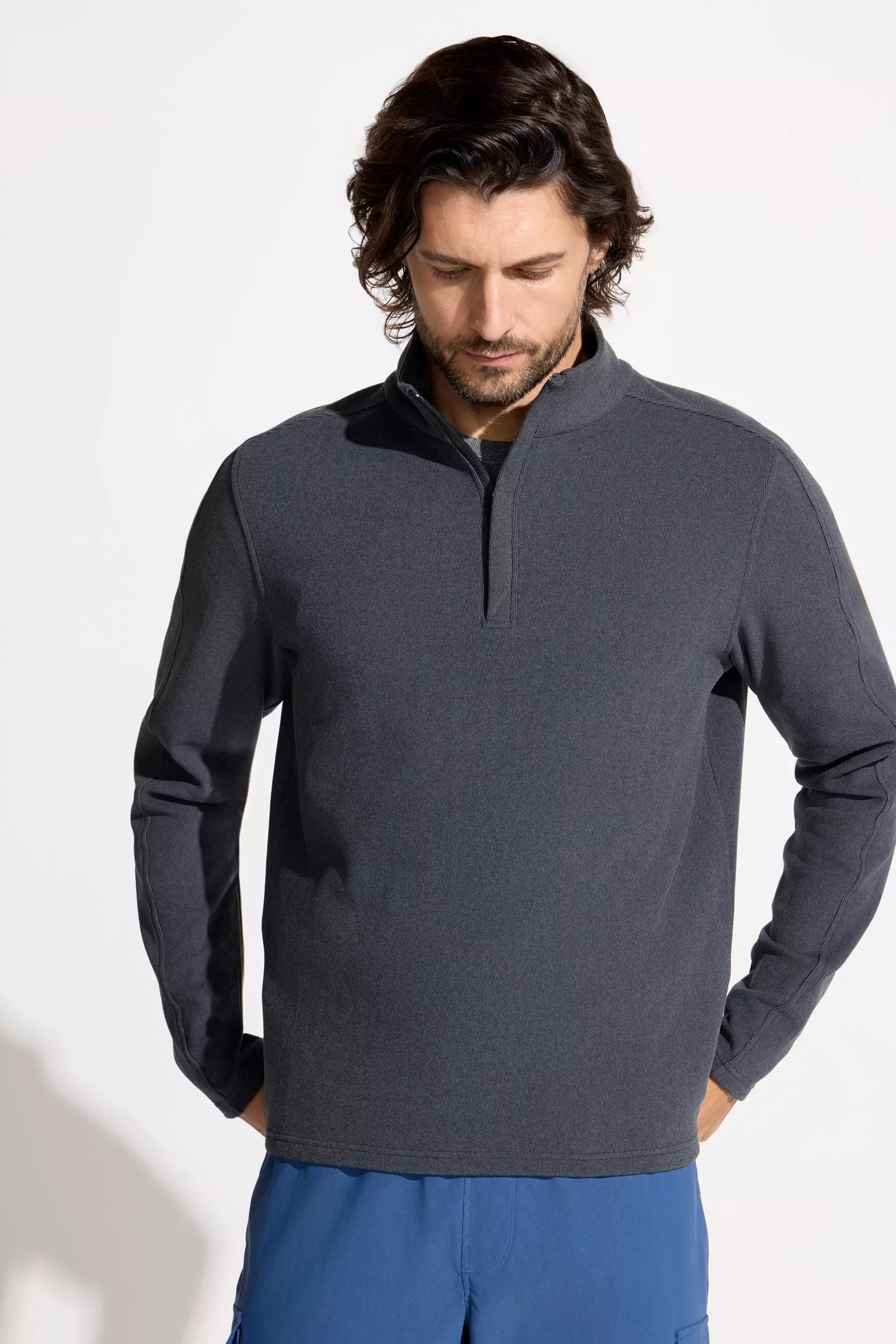 Men's Knit 1/4 Zip Pullover - Black
