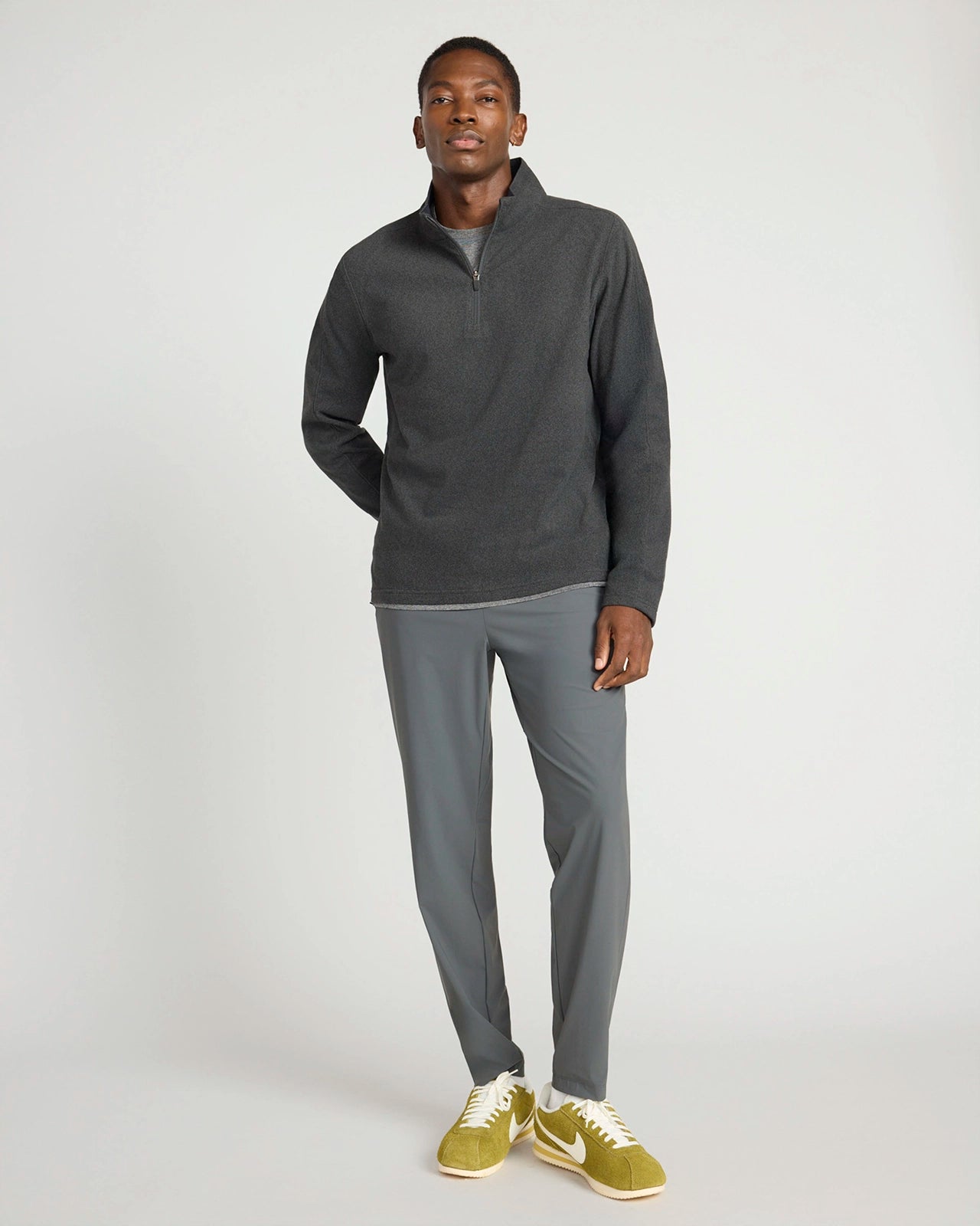 The Soft Stretch GRS Certified Recycled Poly 1/4 Zip - Black