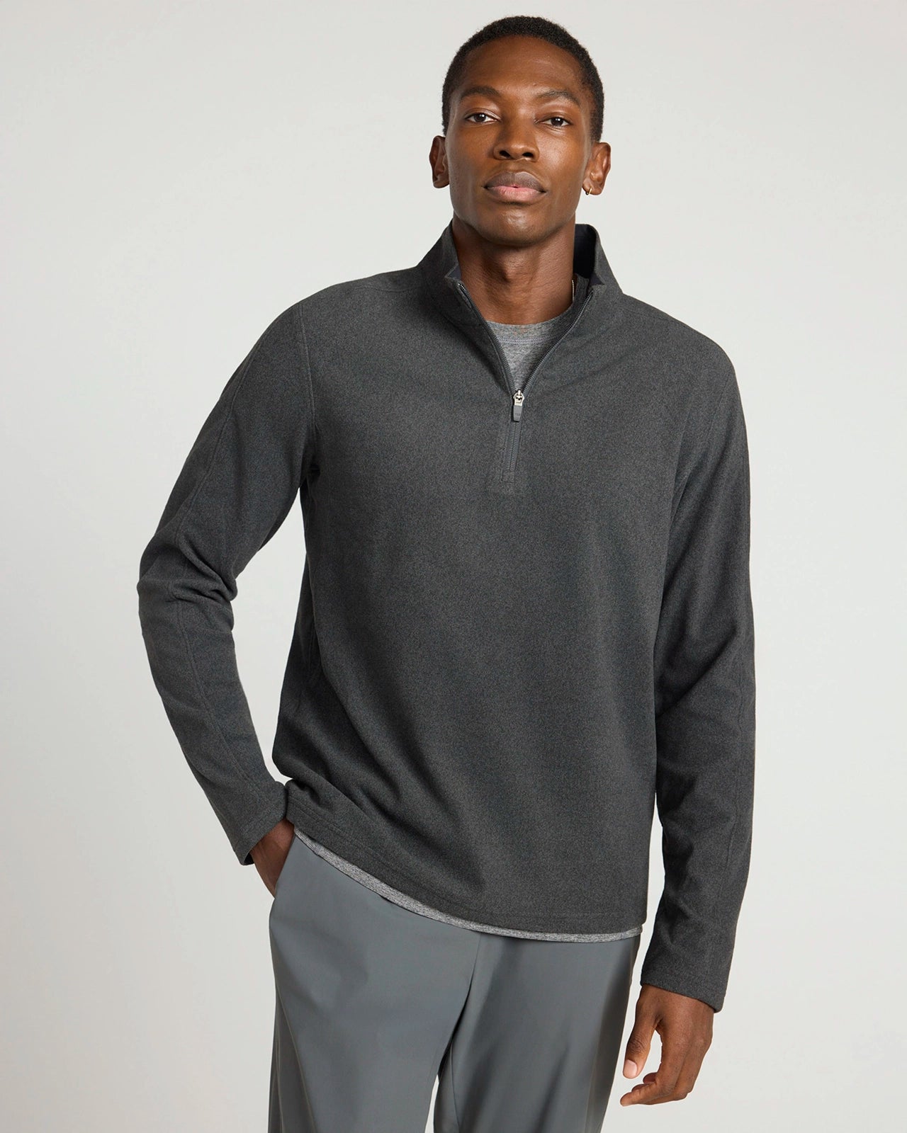 The Soft Stretch GRS Certified Recycled Poly 1/4 Zip - Black
