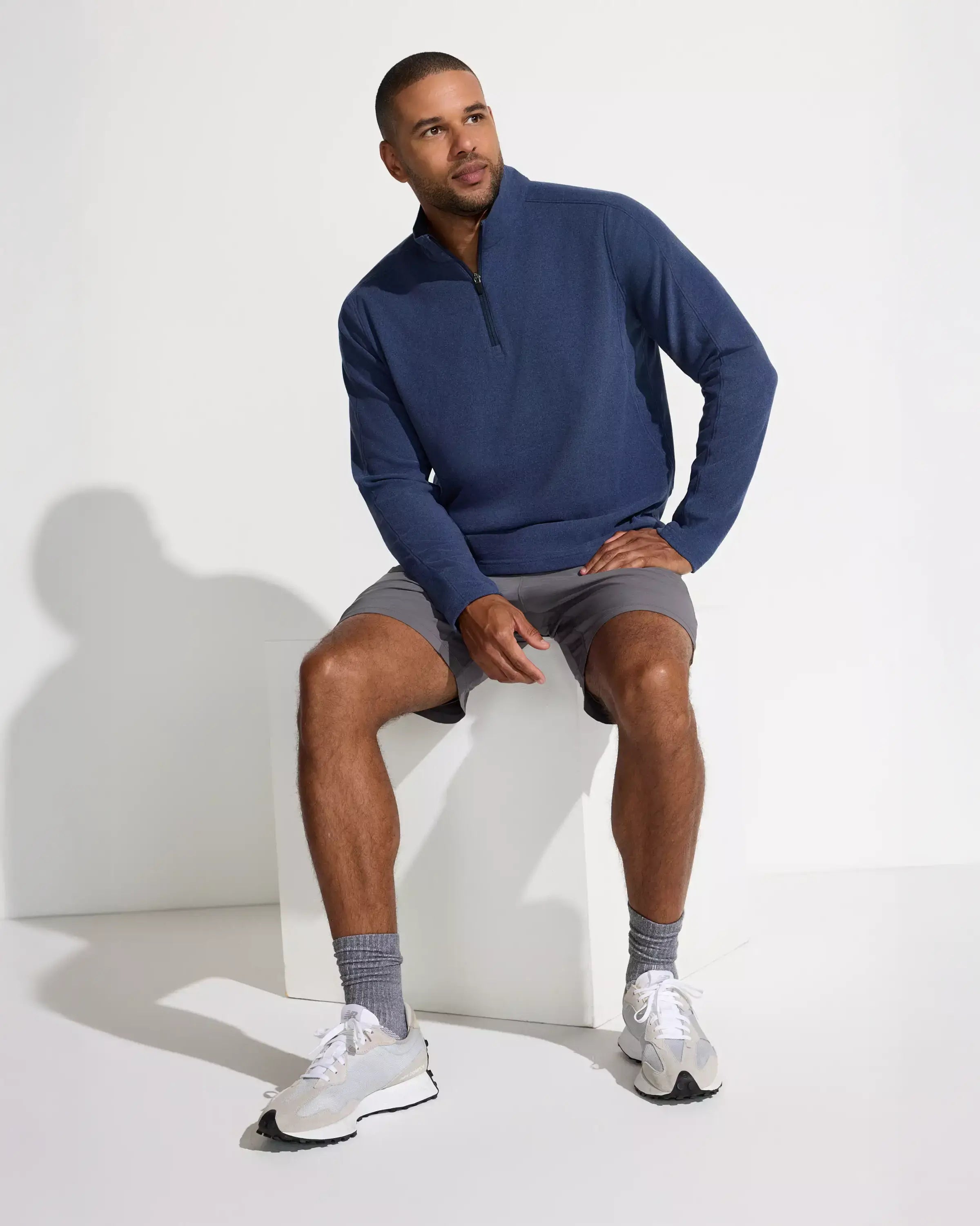 The Soft Stretch GRS Certified Recycled Poly 1/4 Zip - Dark Blue