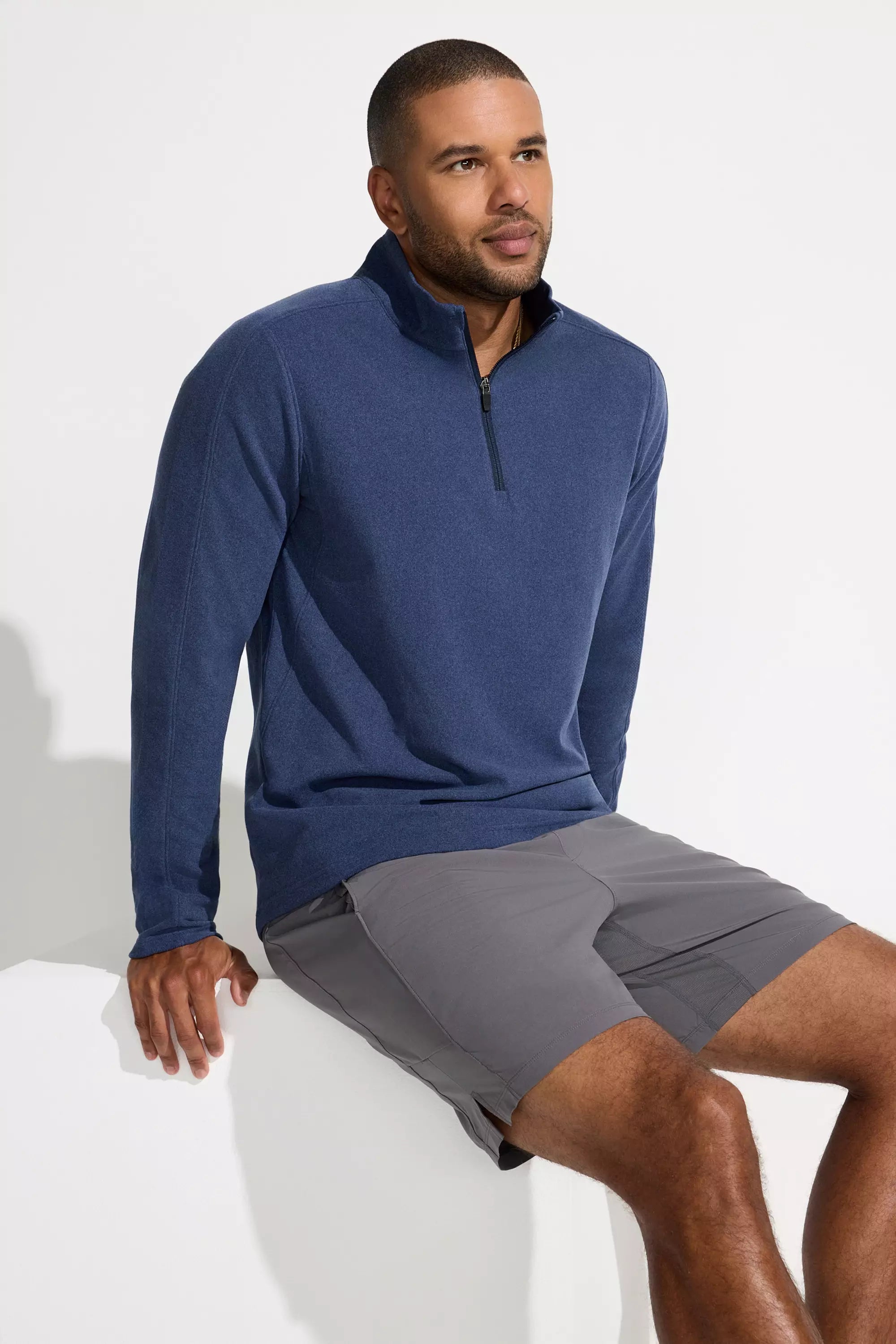 Men's Knit 1/4 Zip Pullover - Blue
