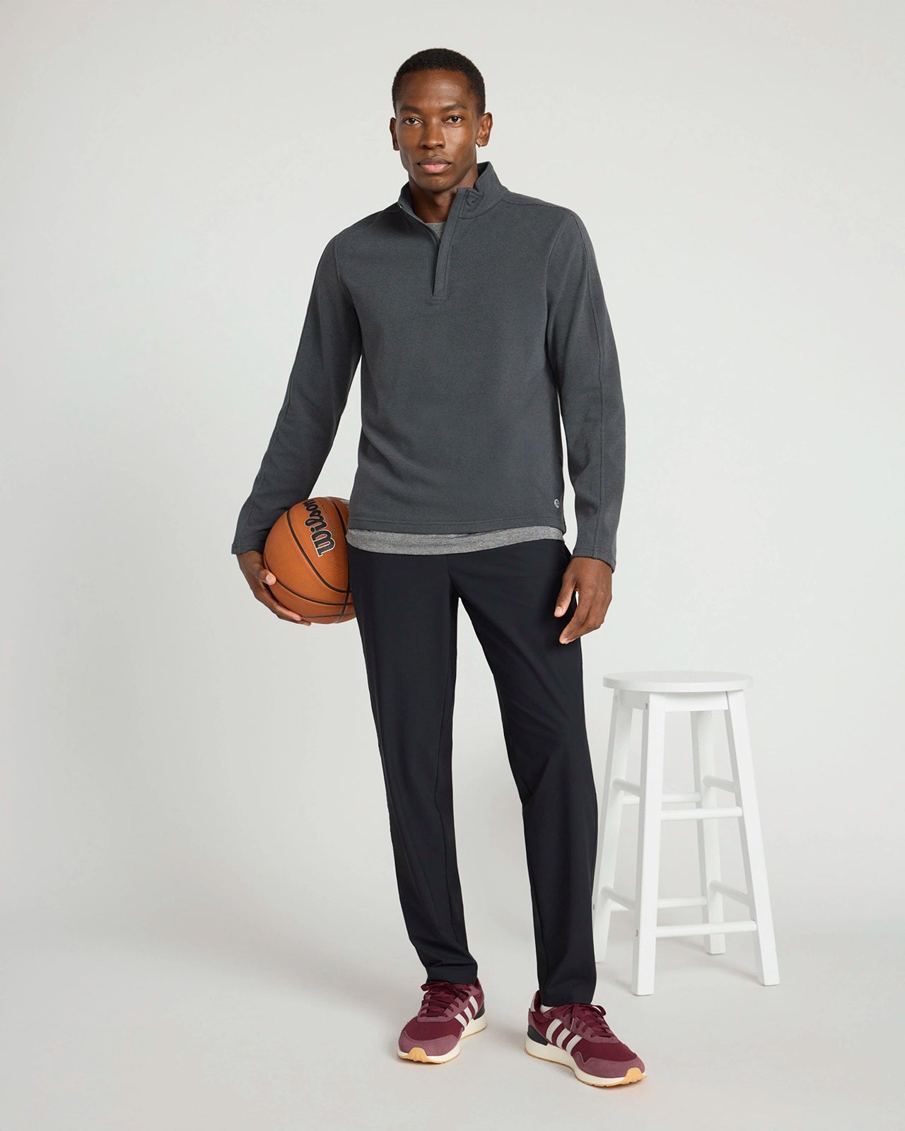 The Soft Luxe GRS Certified Recycled Poly Velour 1/4 Zip - Black Beauty