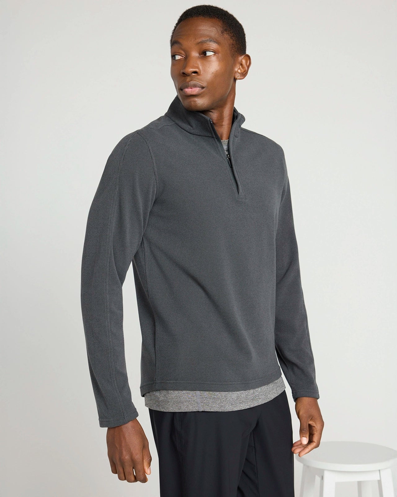 The Soft Luxe GRS Certified Recycled Poly Velour 1/4 Zip - Black Beauty