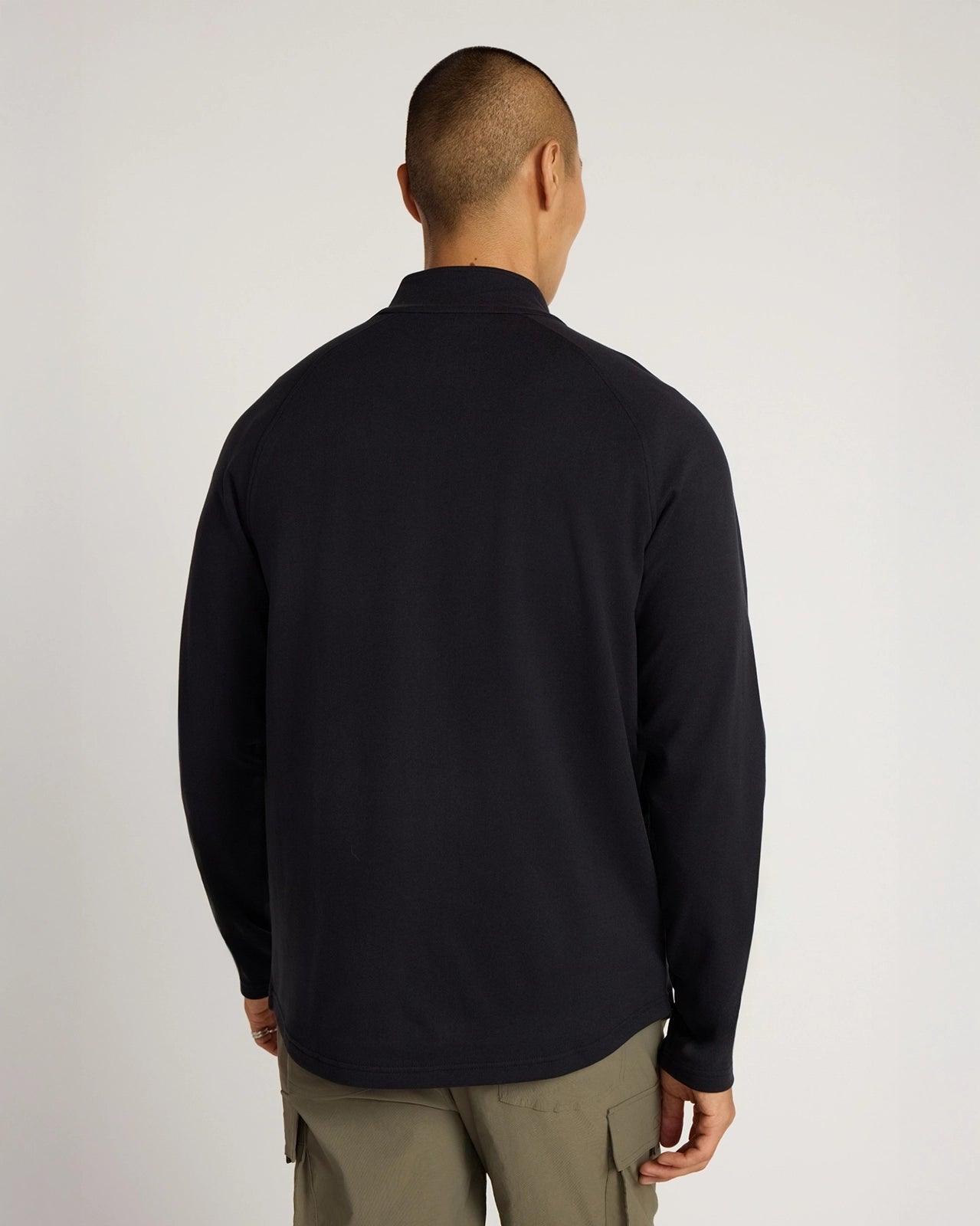 The Soft Luxe GRS Certified Recycled Polyester Velour Rib 1/4 Zip - Black
