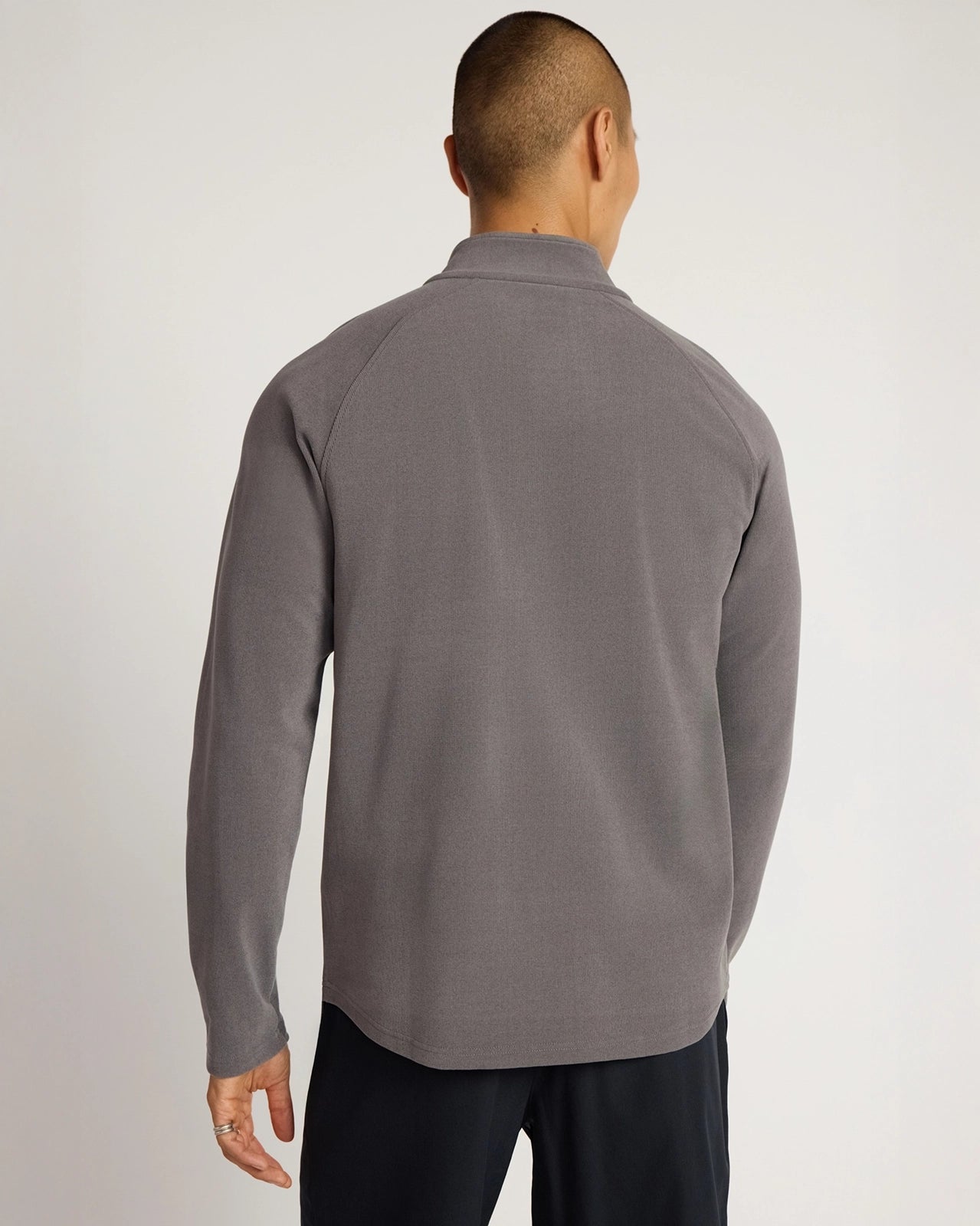 The Soft Luxe GRS Certified Recycled Polyester Velour Rib 1/4 Zip - Grey