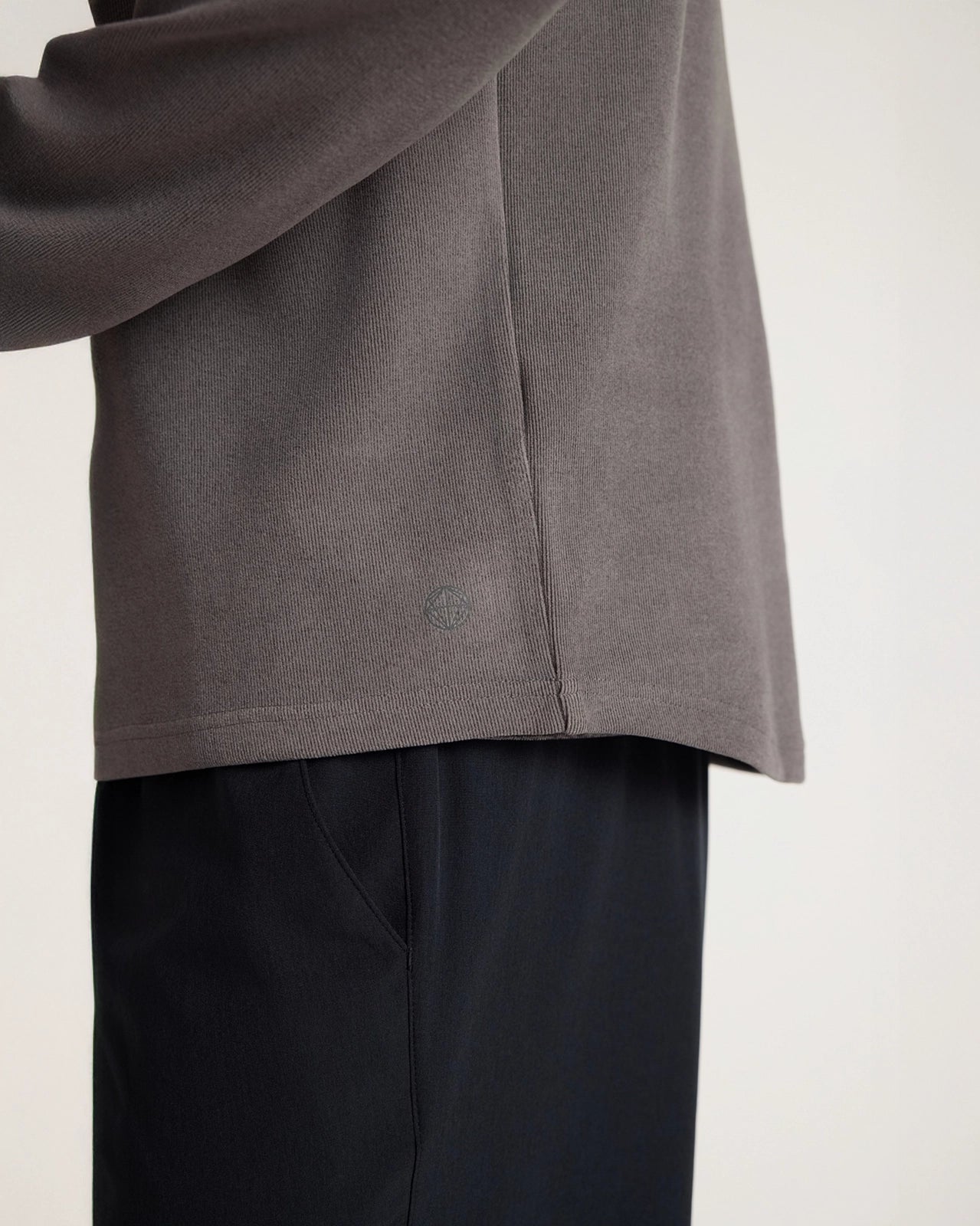 The Soft Luxe GRS Certified Recycled Polyester Velour Rib 1/4 Zip - Grey