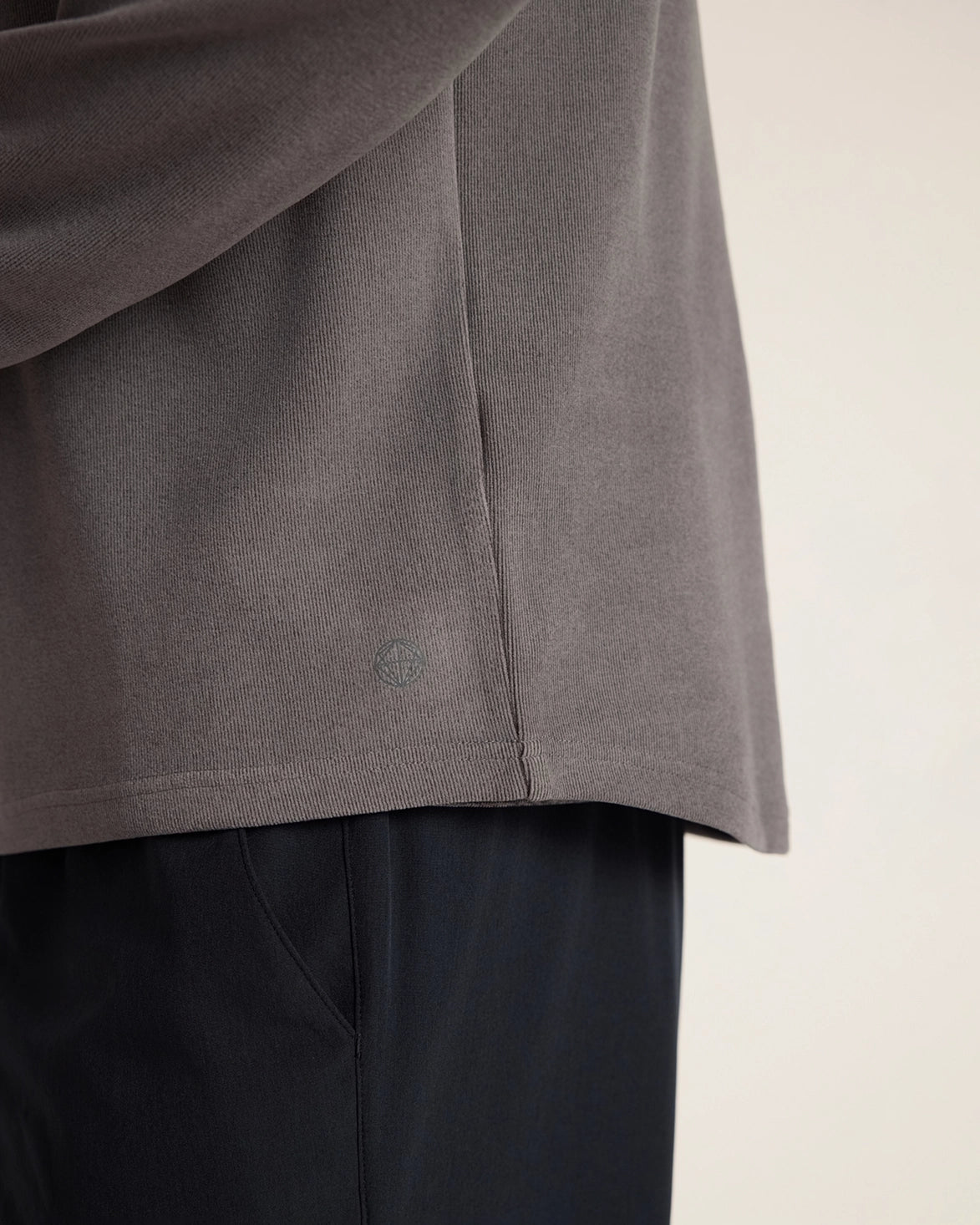 The Soft Luxe GRS Certified Recycled Polyester Velour Rib 1/4 Zip - Grey