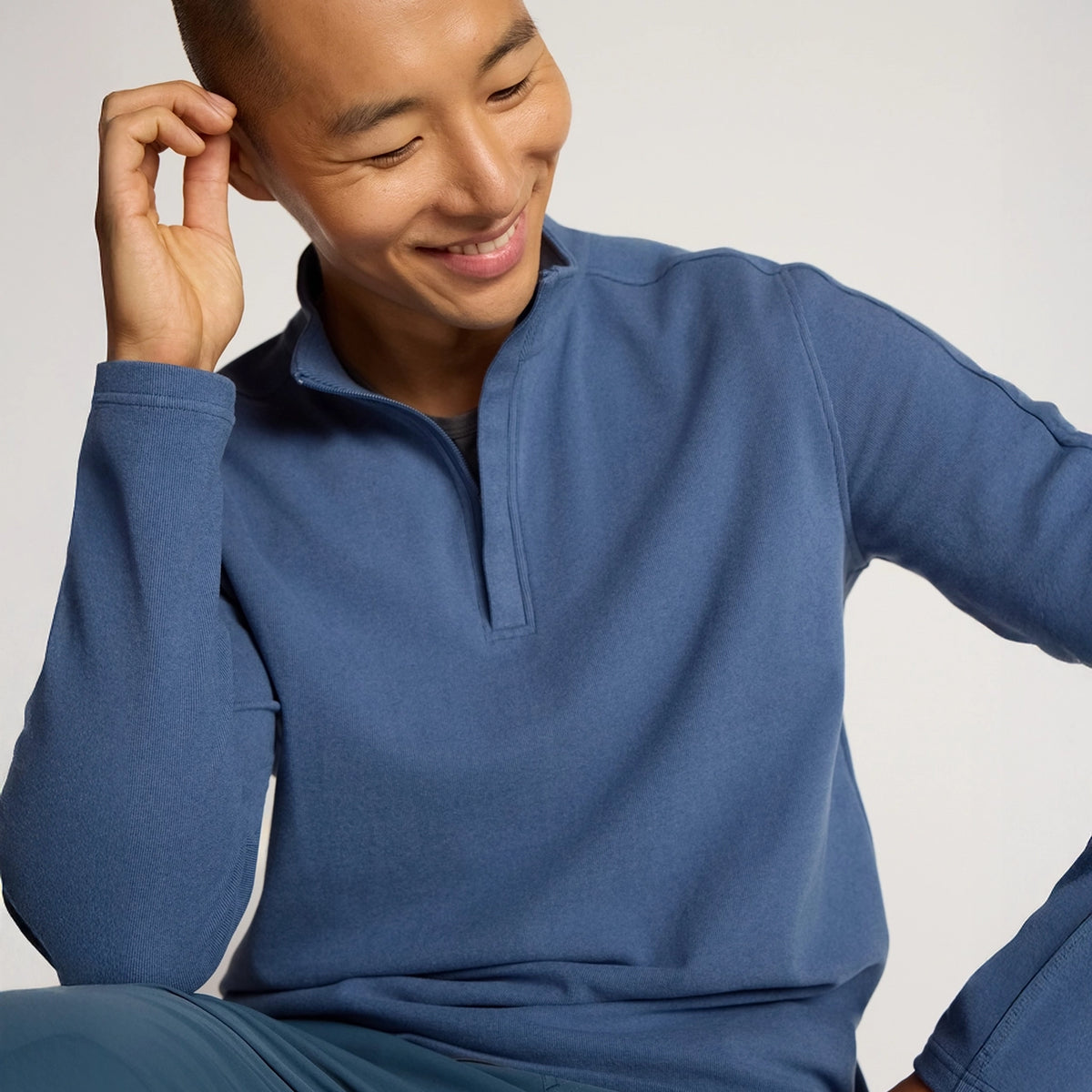 The Soft Luxe Velour Rib 1/4 Zip - Navy | Mondetta