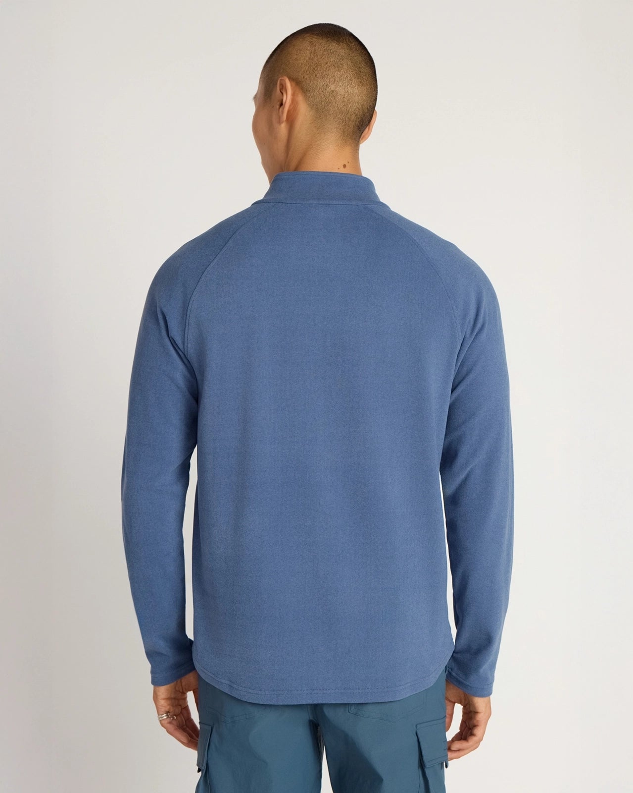 The Soft Luxe GRS Certified Recycled Polyester Velour Rib 1/4 Zip - Navy