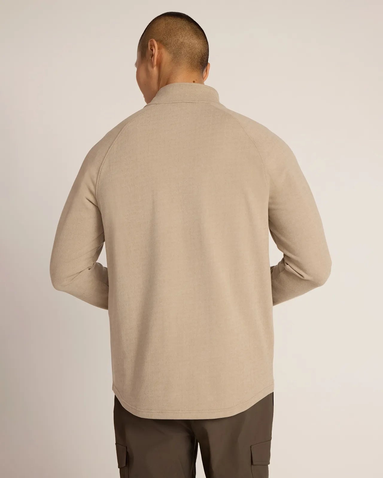 The Soft Luxe GRS Certified Recycled Polyester Velour Rib 1/4 Zip - Cream