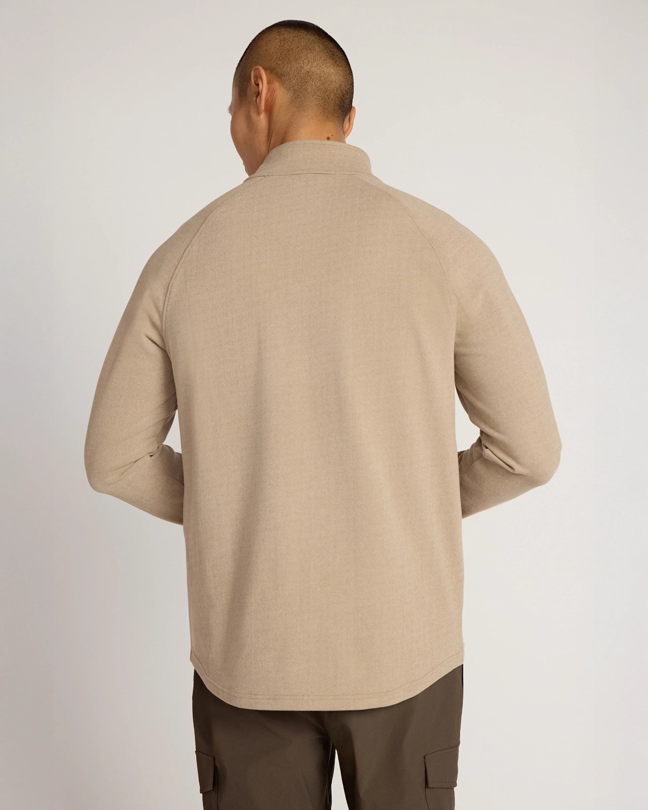 The Soft Luxe GRS Certified Recycled Polyester Velour Rib 1/4 Zip - Cream