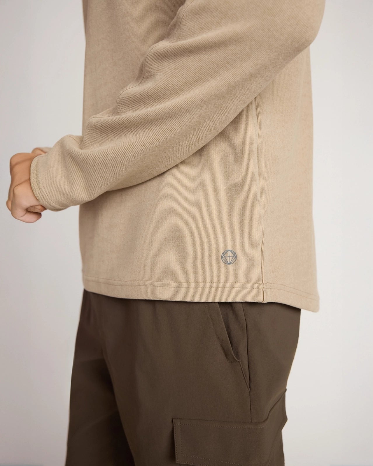 The Soft Luxe GRS Certified Recycled Polyester Velour Rib 1/4 Zip - Cream