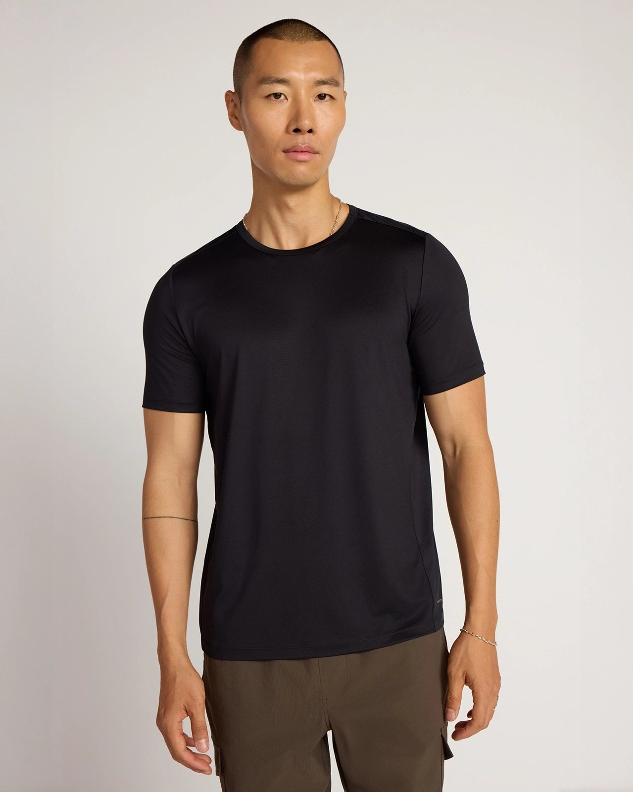 The Active Stretch GRS Certified Recycled Polyester Mesh-Back Tee - Black