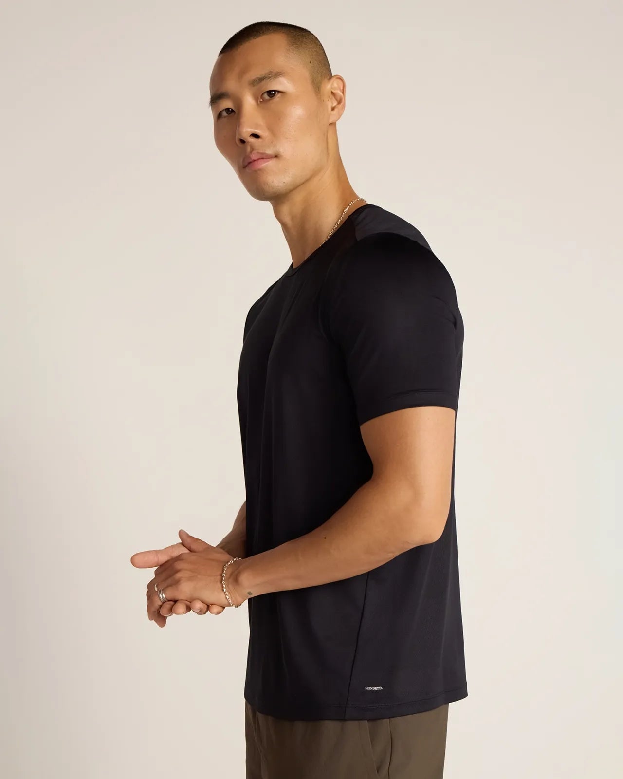 The Active Stretch GRS Certified Recycled Polyester Mesh-Back Tee - Black