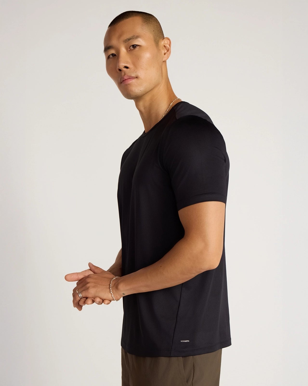 The Active Stretch GRS Certified Recycled Polyester Mesh-Back Tee - Black