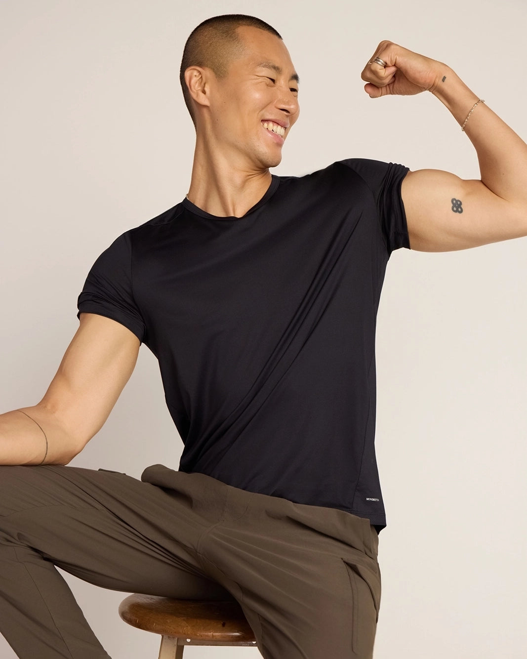 The Active Stretch GRS Certified Recycled Polyester Mesh-Back Tee - Black