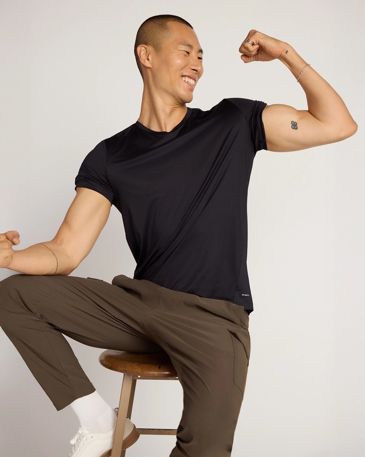 The Active Stretch GRS Certified Recycled Polyester Mesh-Back Tee - Black