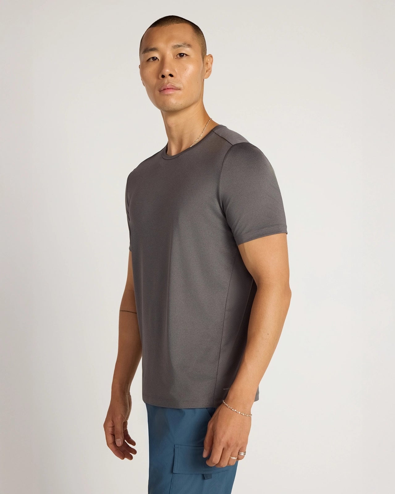 The Active Stretch GRS Certified Recycled Polyester Mesh-Back Tee - Grey