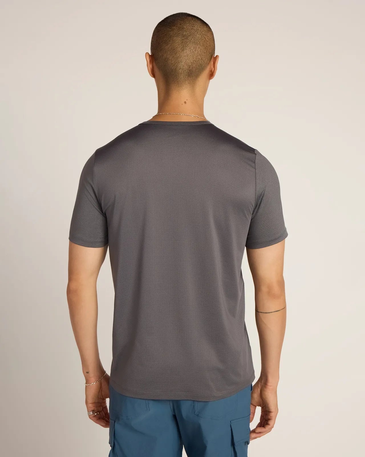 The Active Stretch GRS Certified Recycled Polyester Mesh-Back Tee - Grey