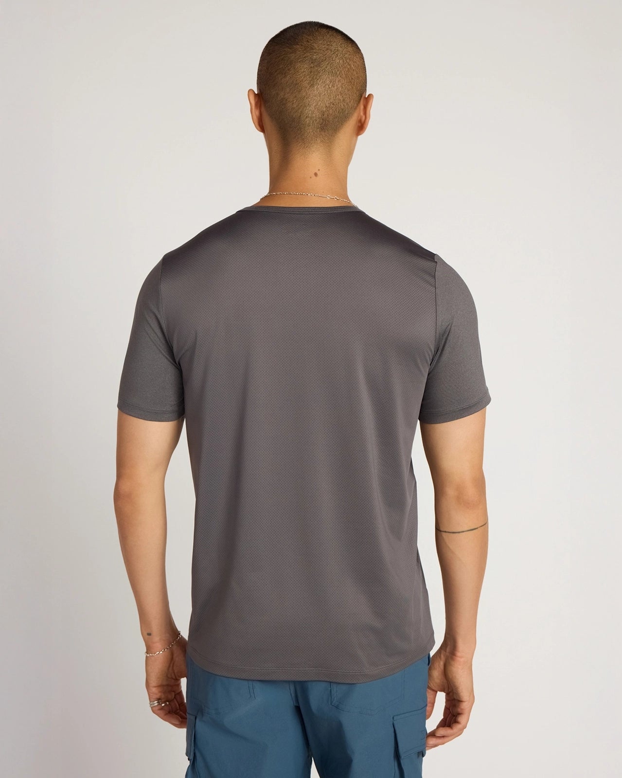 The Active Stretch GRS Certified Recycled Polyester Mesh-Back Tee - Grey