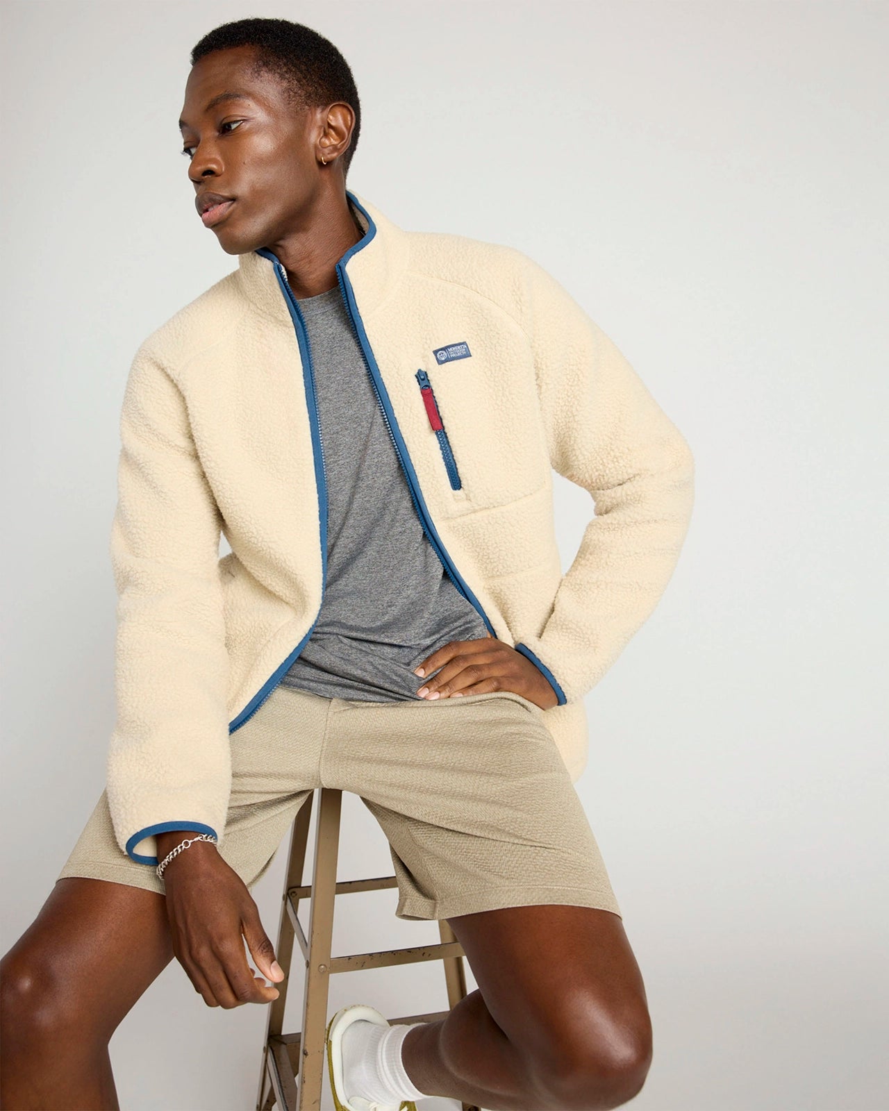 The Berber Soft Luxe GRS Certified Recycled Poly Zip Jacket - Abbey Stone