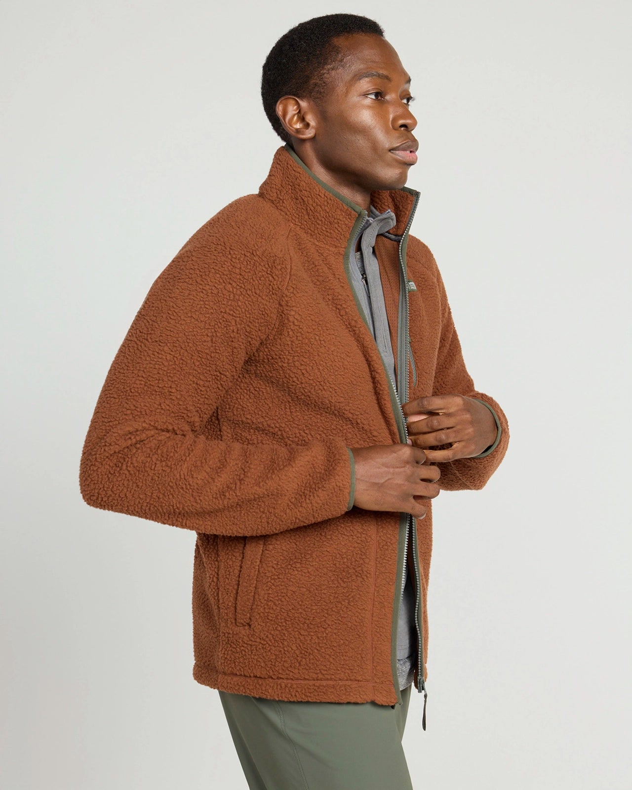 The Berber Soft Luxe GRS Certified Recycled Poly Zip Jacket - Rust Red