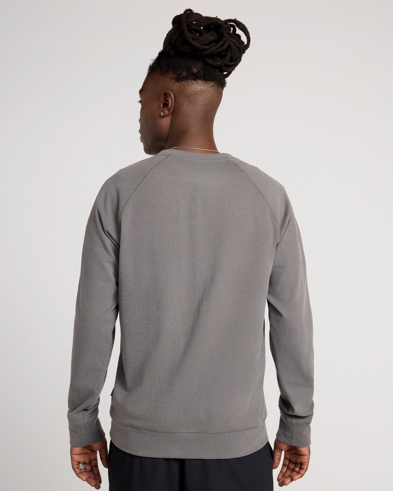 The Soft Luxe GRS Certified Recycled Poly Velour Rib Raglan Crew Sweatshirt - Grey