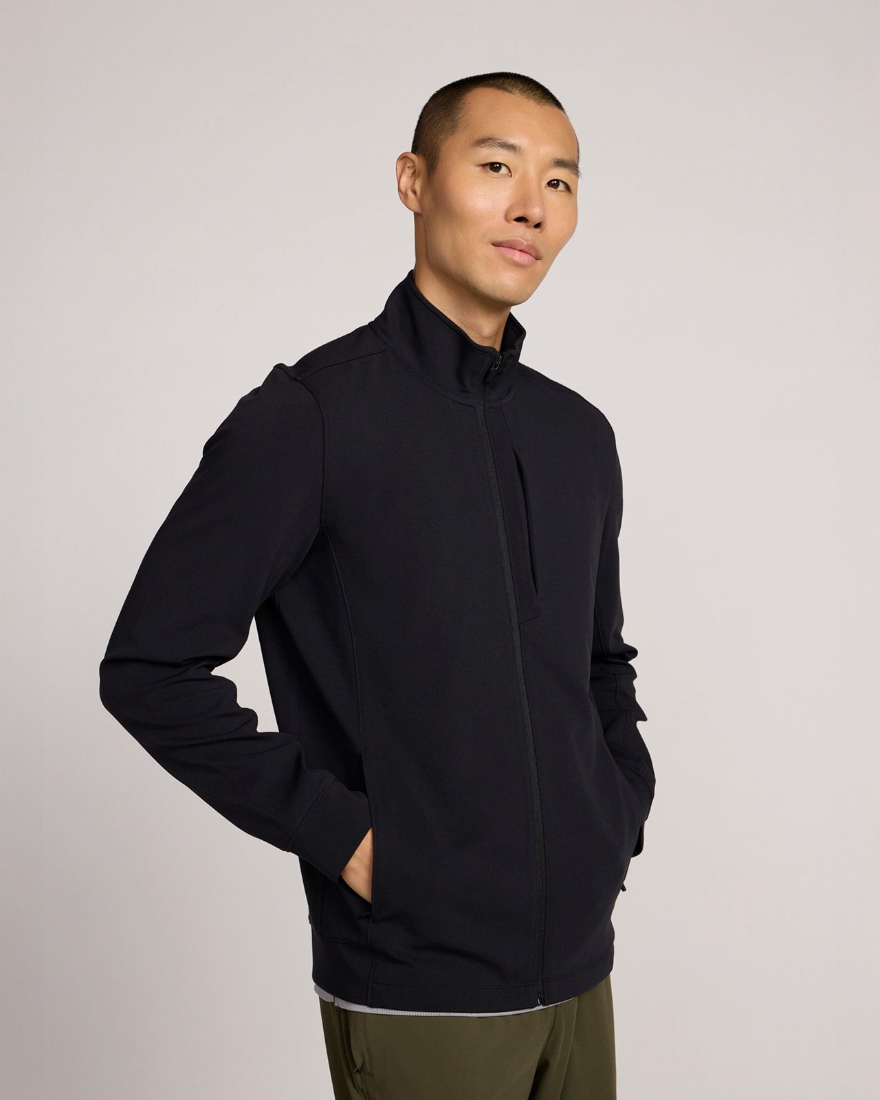 The Active Micro Ottoman Full Zip Jacket - Black