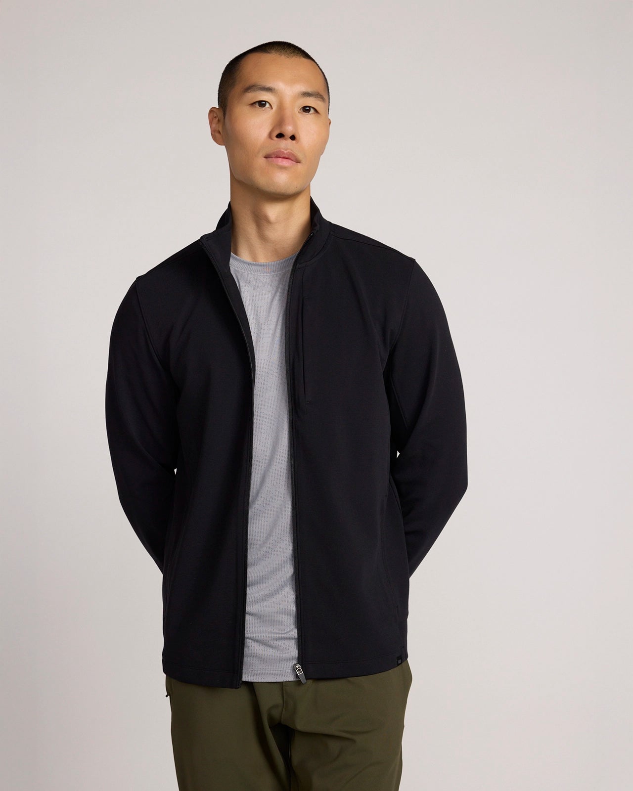 The Active Micro Ottoman Full Zip Jacket - Black