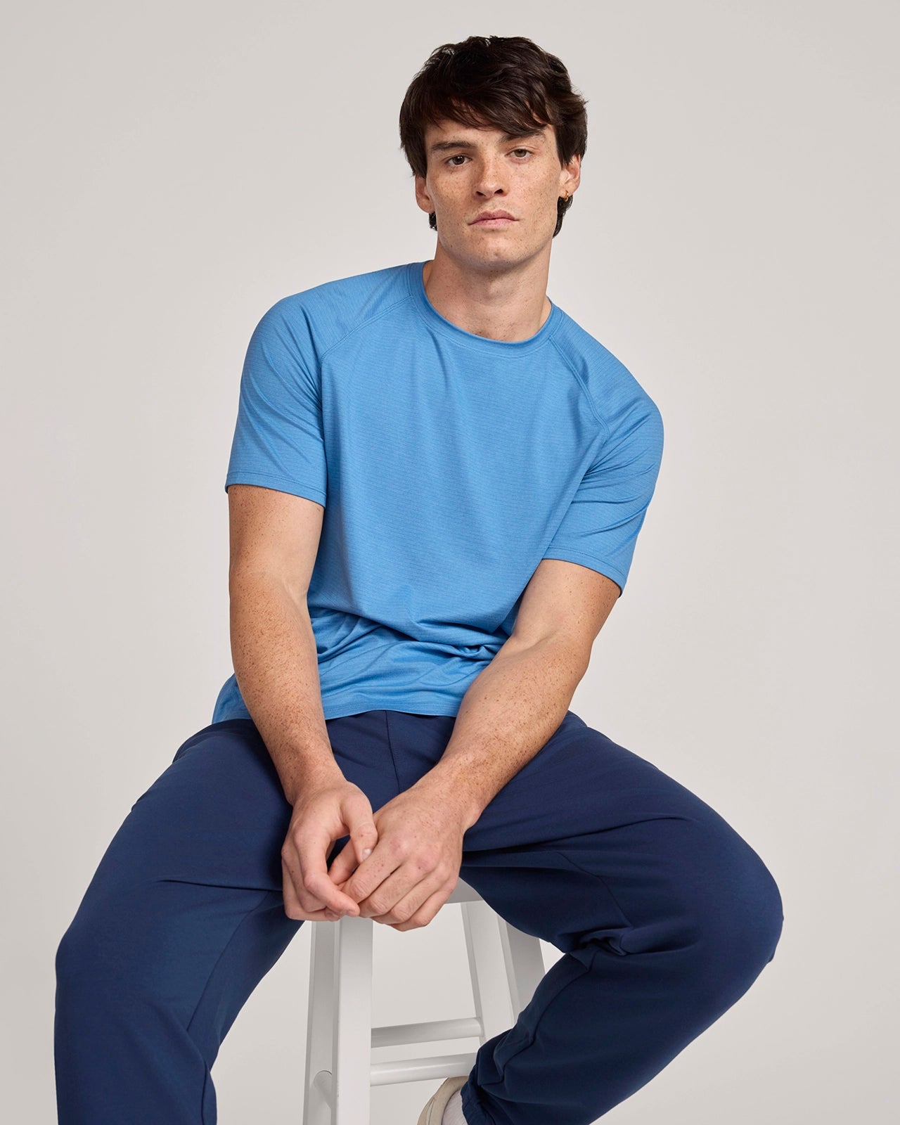 The Active Soft Stripe Sport Tee - Deep Sky Blue