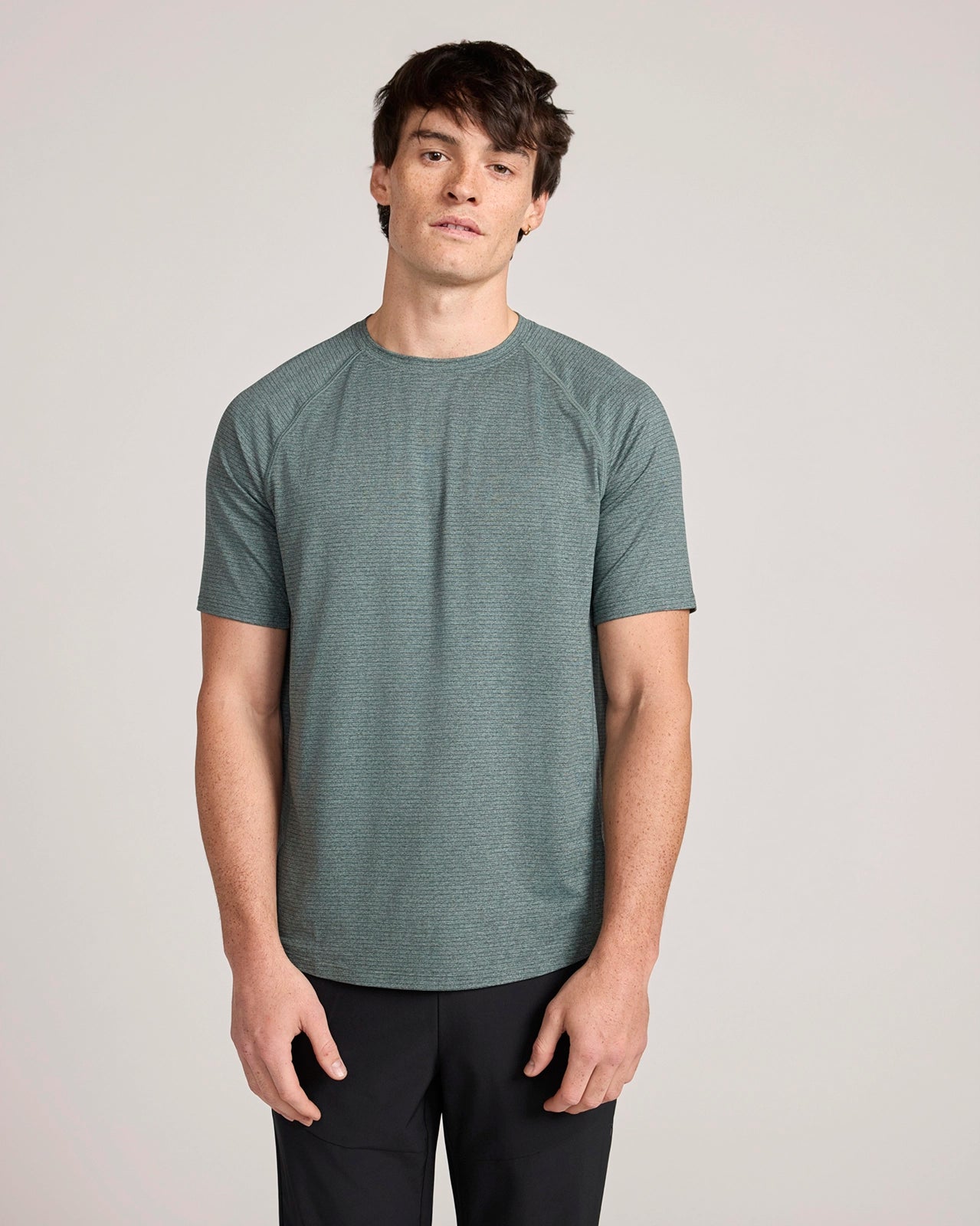 The Active Soft Stripe Sport Tee - Heather Deep Green