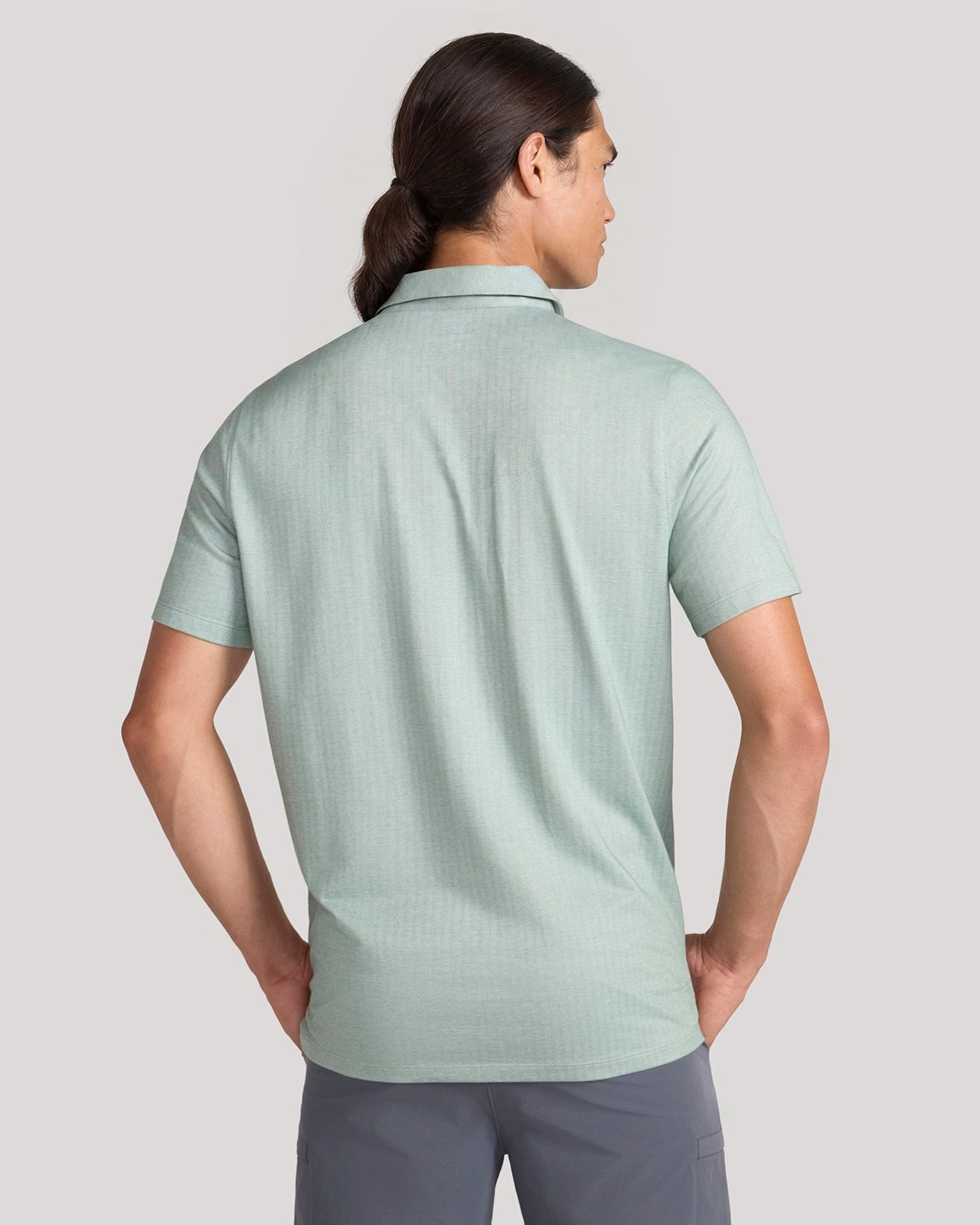 The Active Organic Cotton Herringbone Jacquard Polo - Green