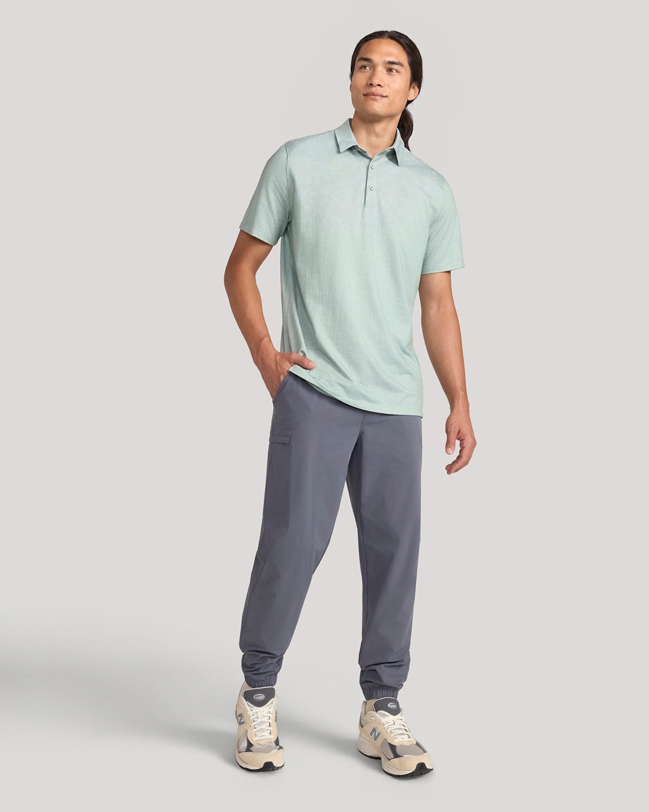 The Active Organic Cotton Herringbone Jacquard Polo - Green