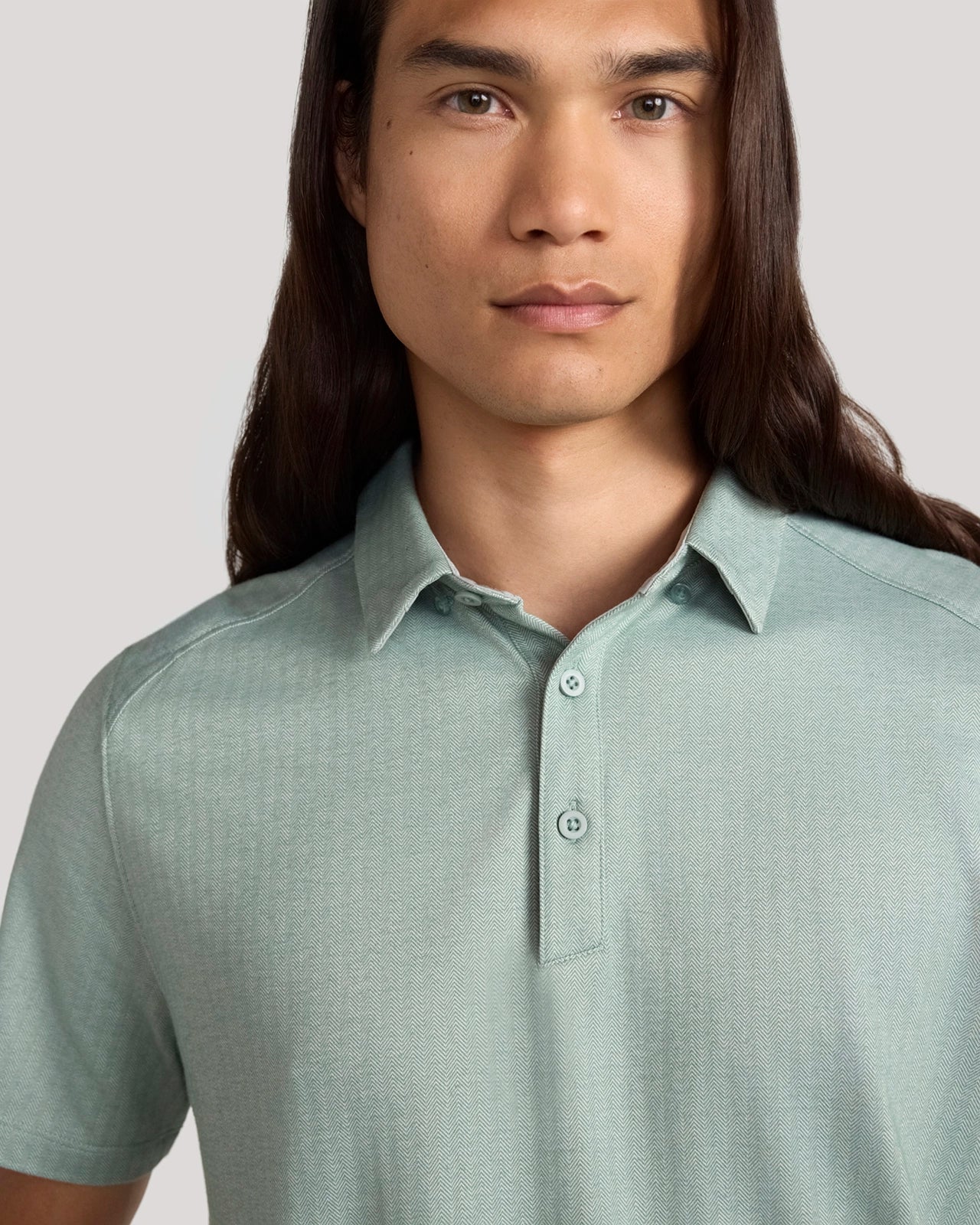 The Active Organic Cotton Herringbone Jacquard Polo - Green