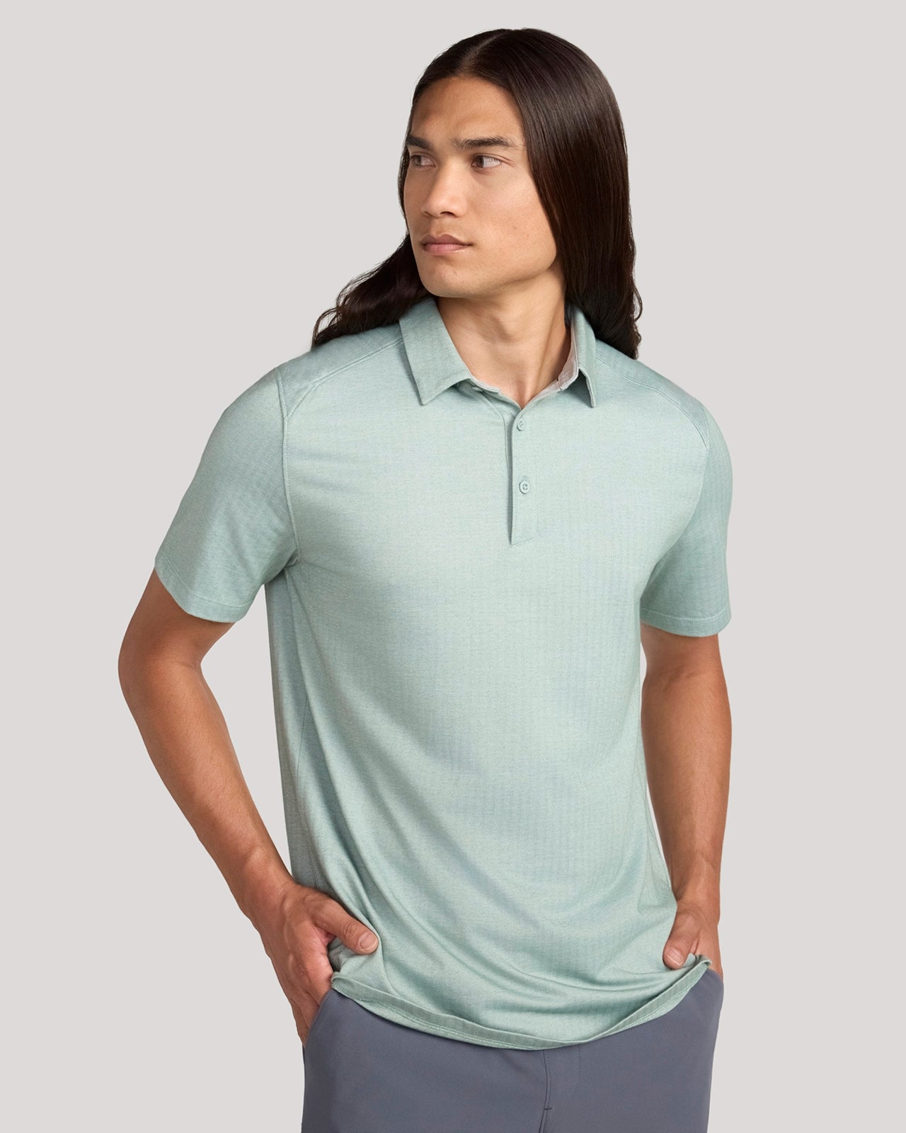 The Active Organic Cotton Herringbone Jacquard Polo - Green