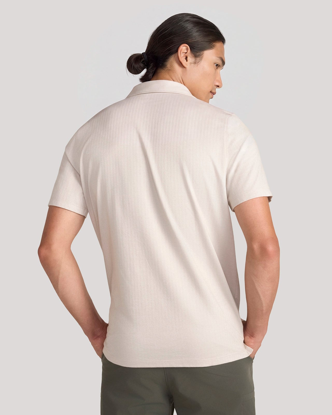 The Active Organic Cotton Herringbone Jacquard Polo - Chateau Grey