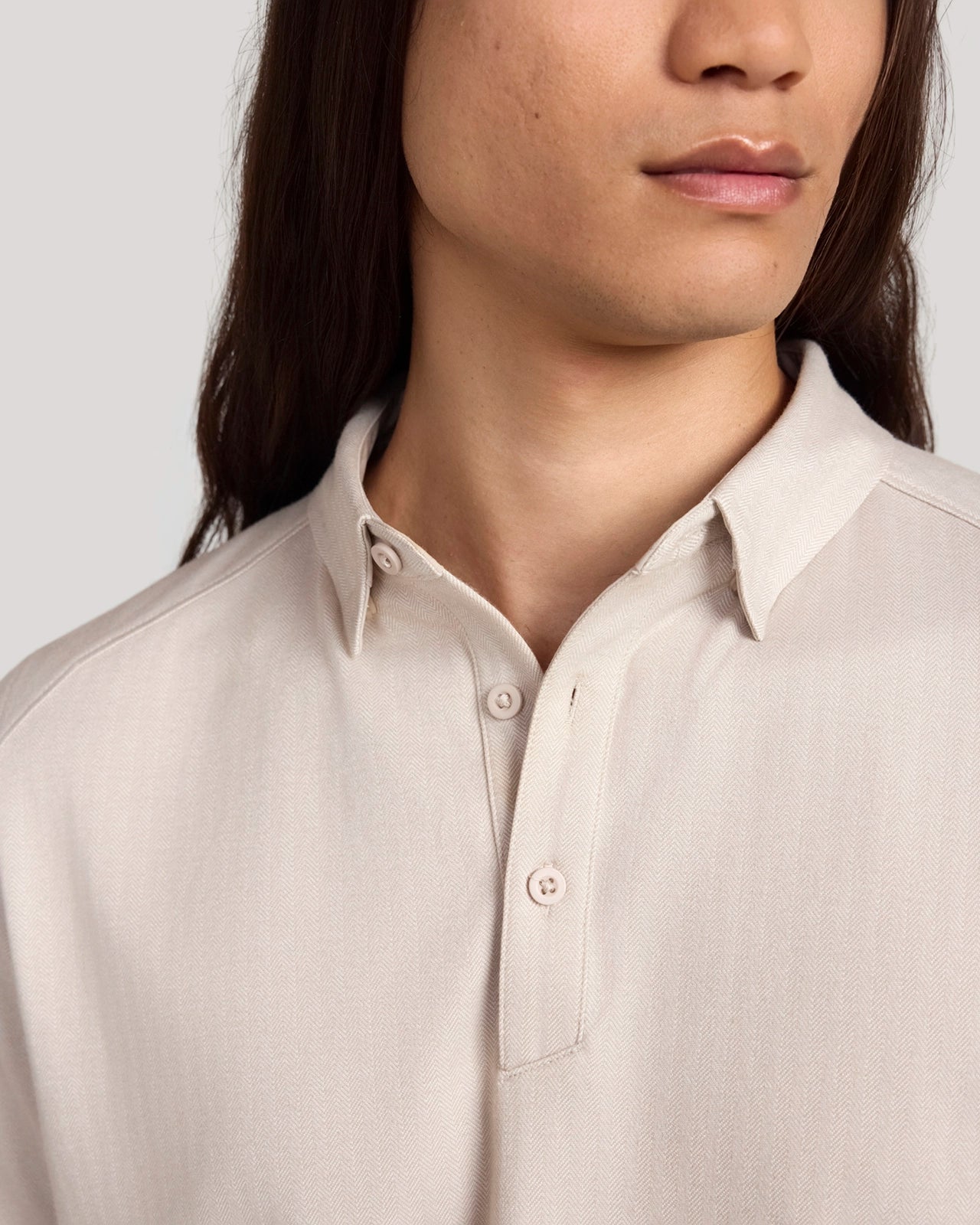 The Active Organic Cotton Herringbone Jacquard Polo - Chateau Grey