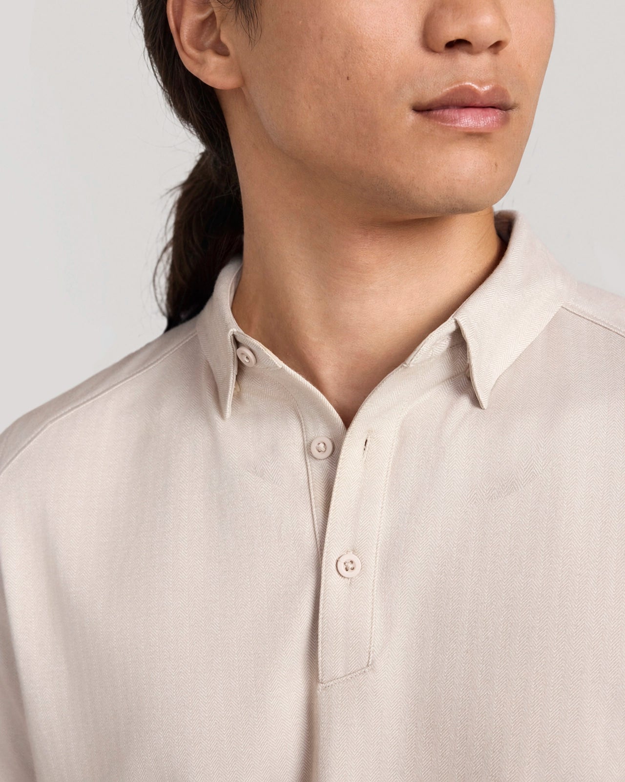 The Active Organic Cotton Herringbone Jacquard Polo - Chateau Grey