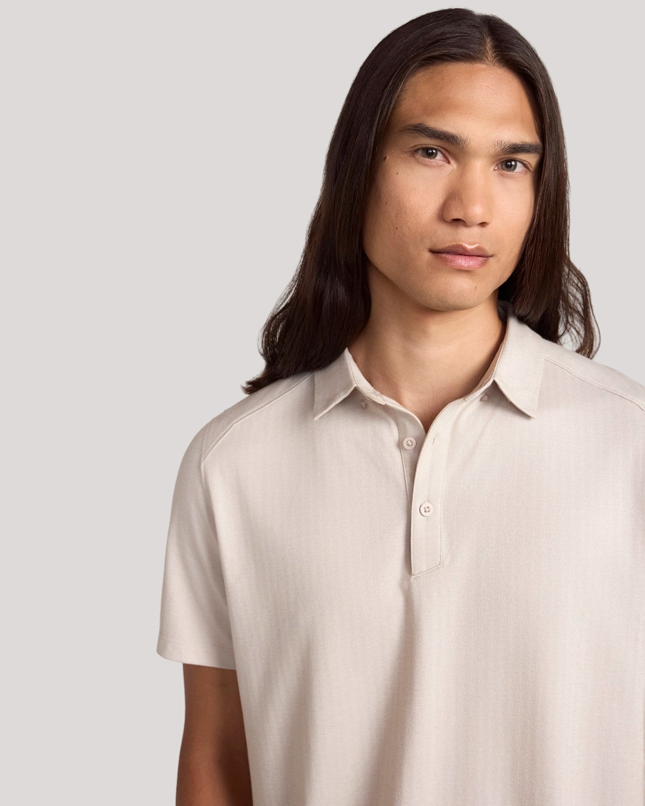 The Active Organic Cotton Herringbone Jacquard Polo - Chateau Grey
