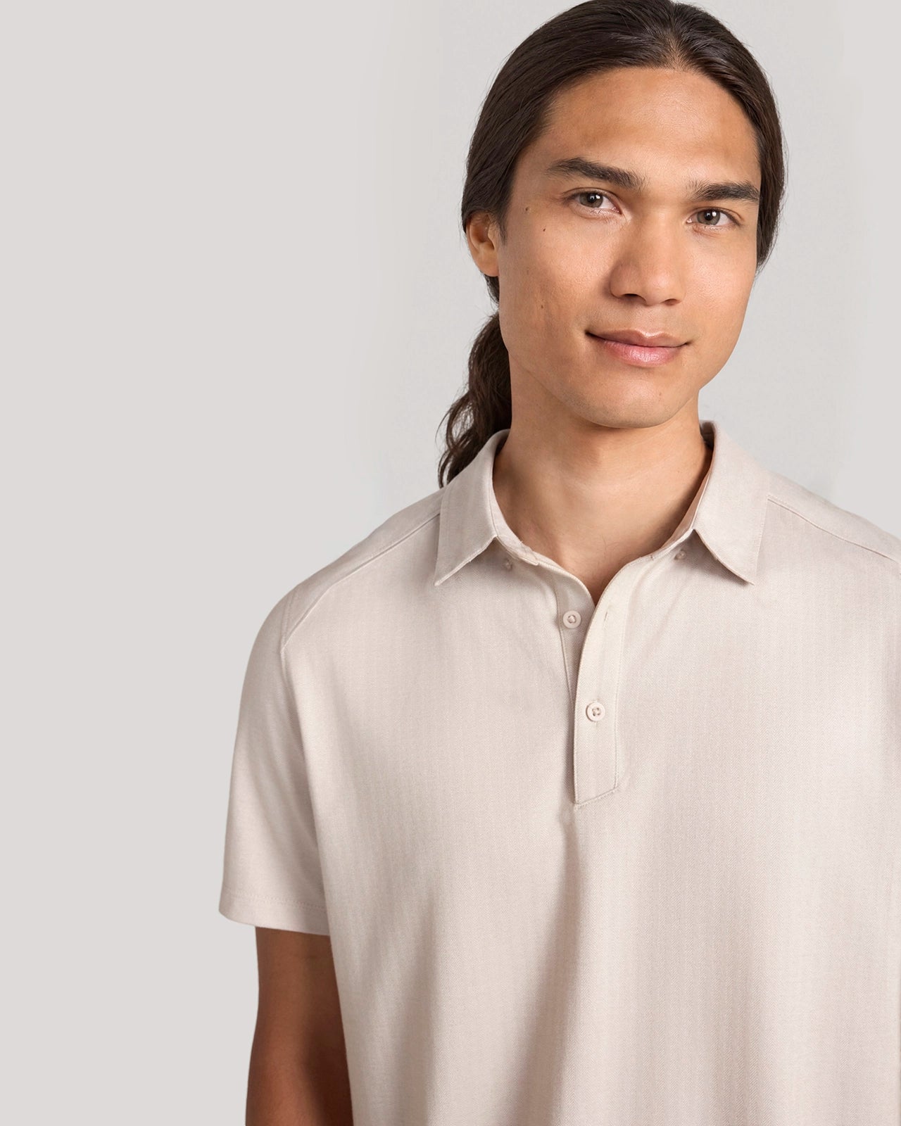 The Active Organic Cotton Herringbone Jacquard Polo - Chateau Grey